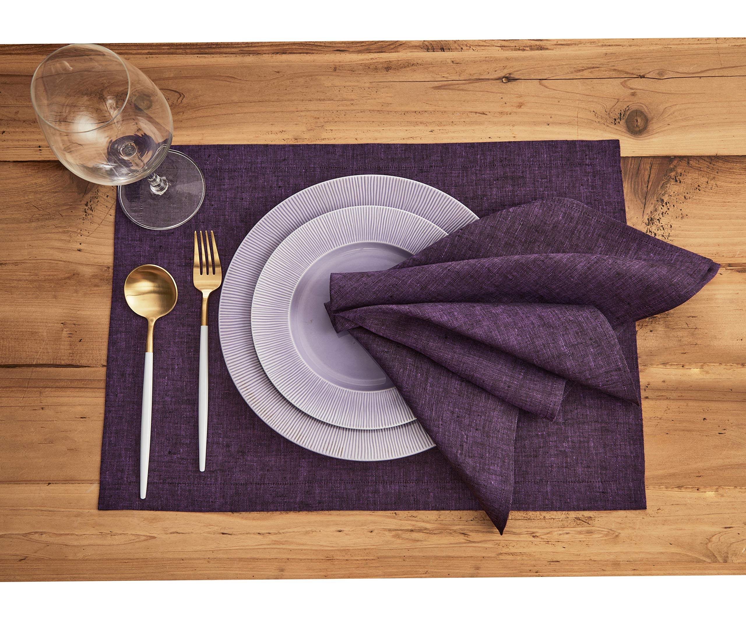 Solino Home Linen Dinner Napkins 20 X 20 Inch - 100% Pure Linen Grape Cloth Napkins Set Of 4 For Spring, Easter - Athena, Handcr