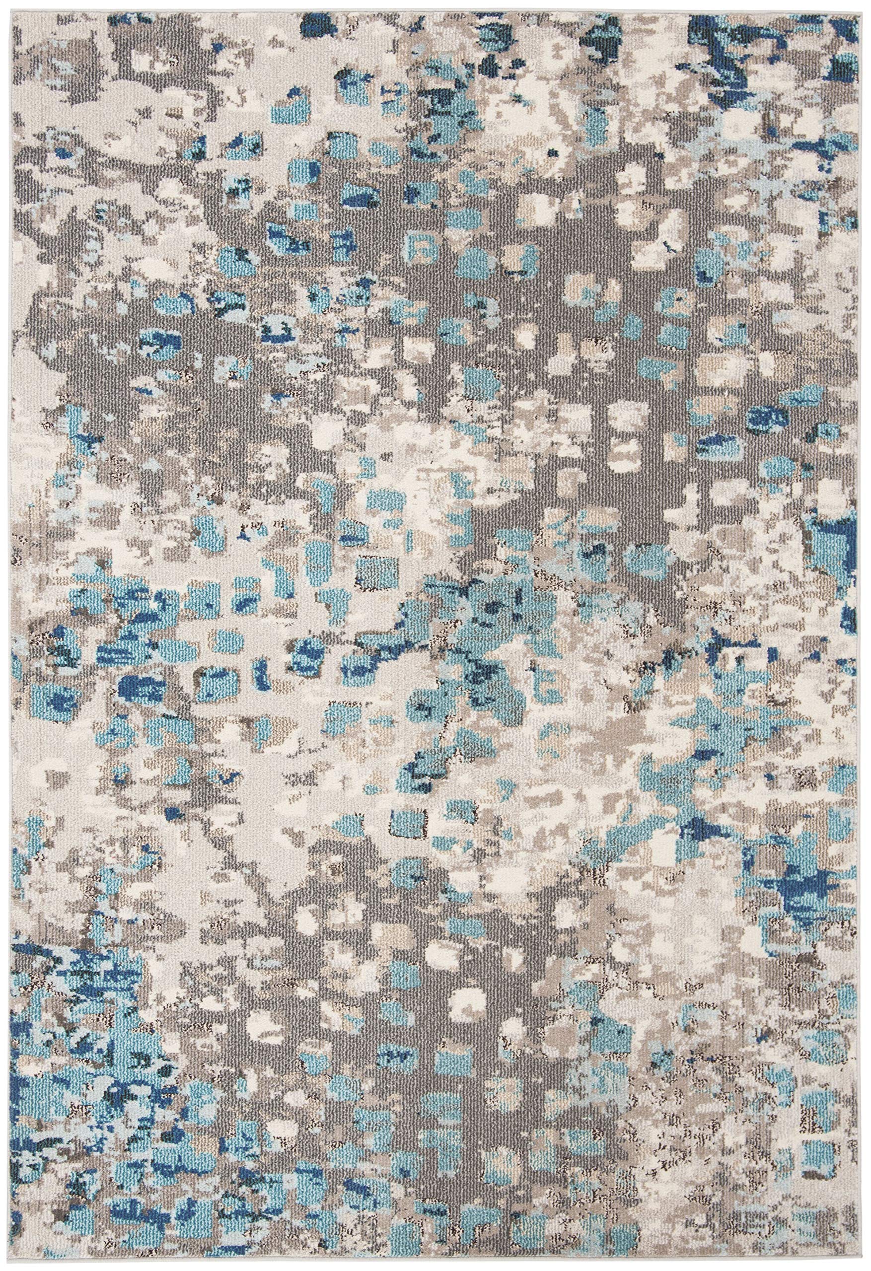 SAFAVIEH Madison Collection Accent Rug - 2 x 4, Grey & Blue, Boho Abstract Distressed Design, Non-Shedding & Easy Care, Ideal 