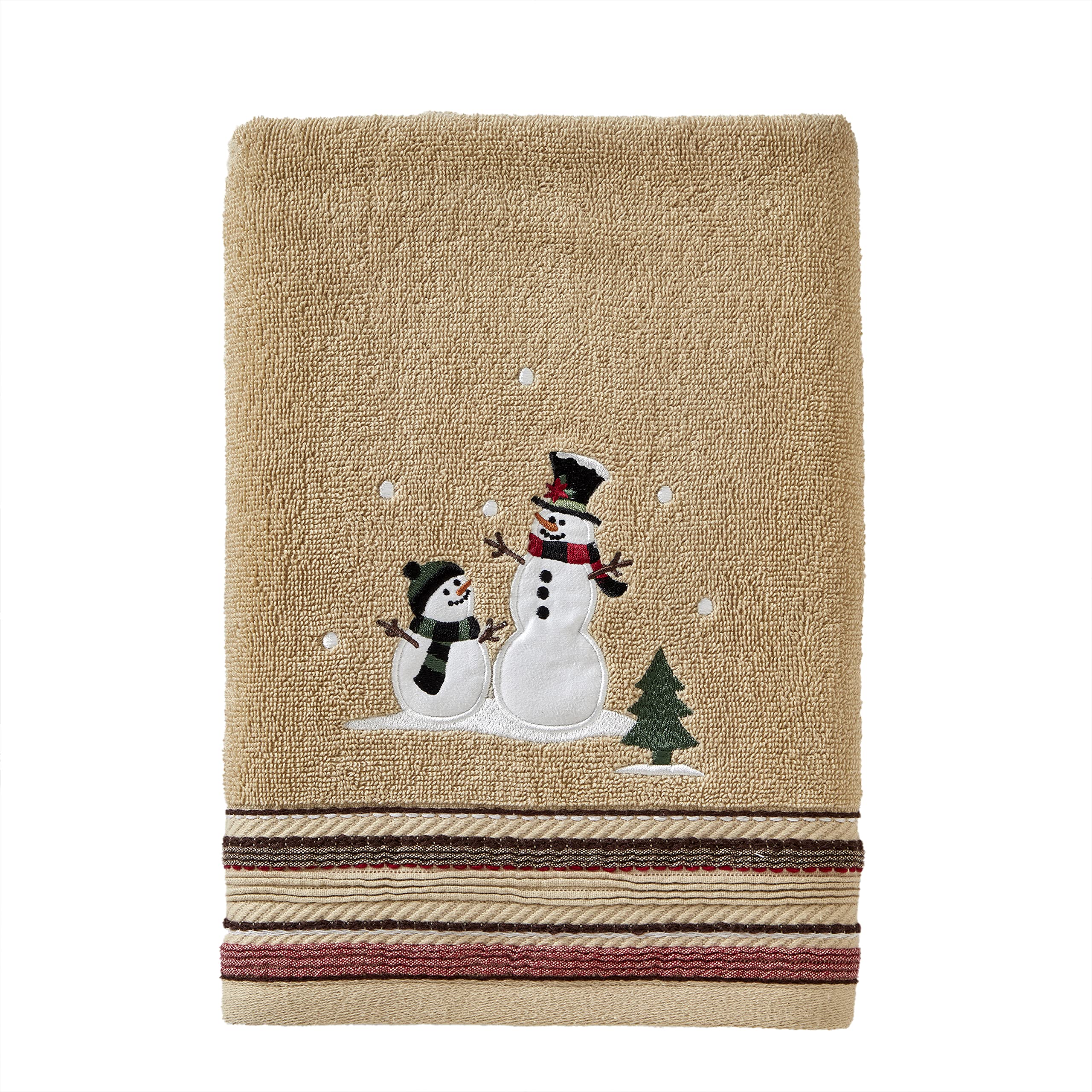 Skl Home By Saturday Knight Ltd. Rustic Plaid Snowman Bath Towel,Wheat