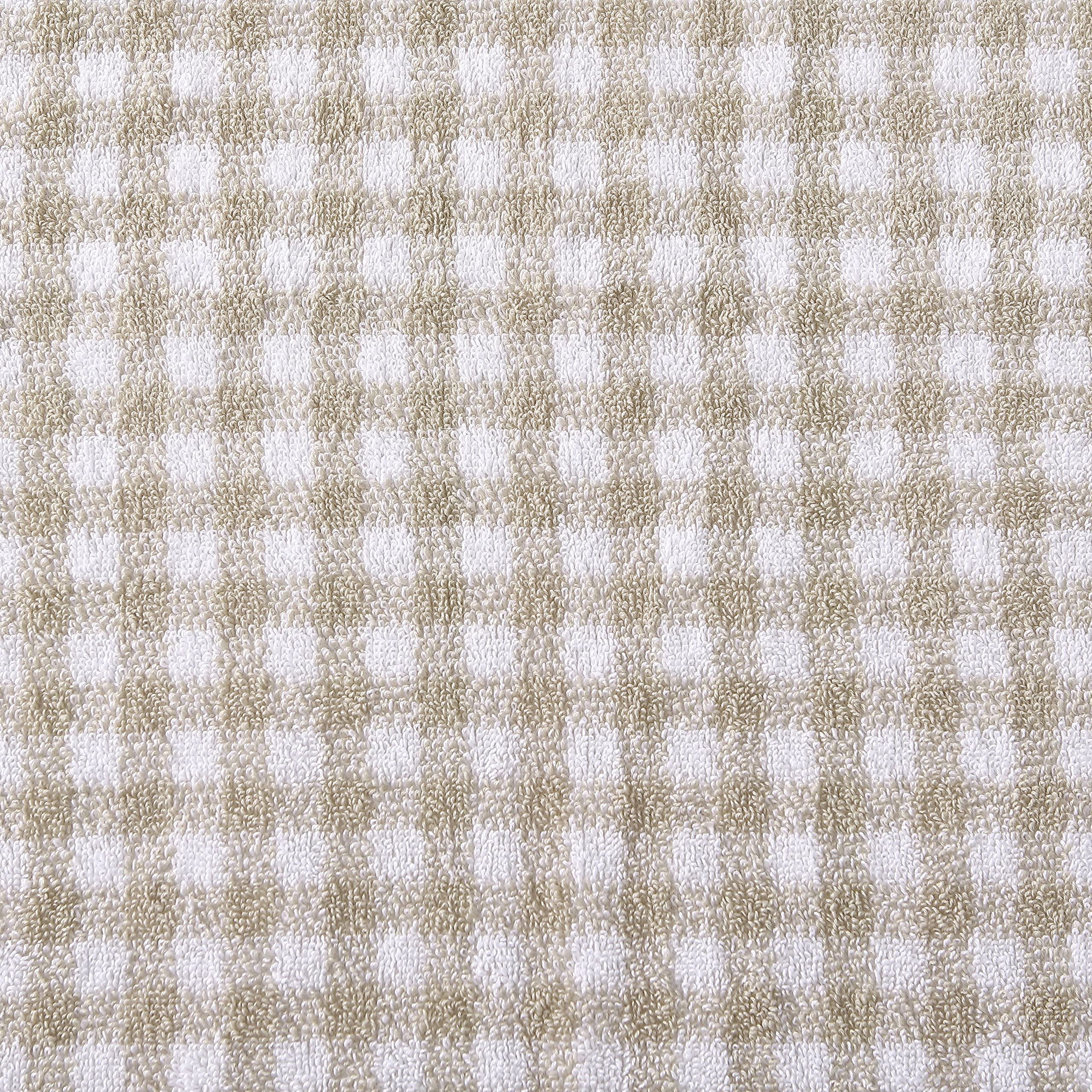 Laura Ashley- Towel Set, Absorbent & Fade Resistant Cotton Towels, Farmhouse Bathroom Decor (Ginny Beige, 3 Piece)