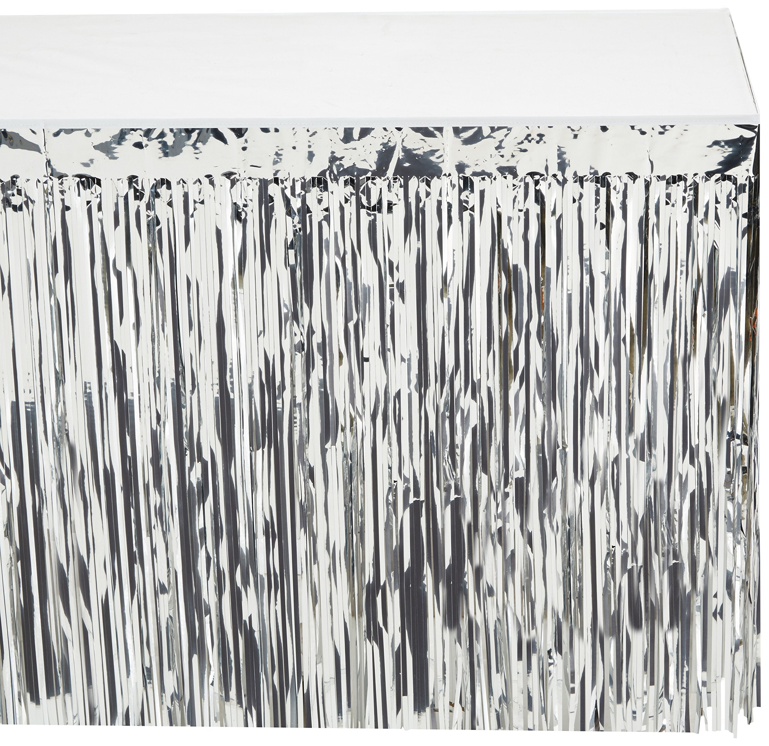 Beistle Metallic Table Skirt 2-Ply Party Accessory Anniversary Decorations 30'' X 14', Silver