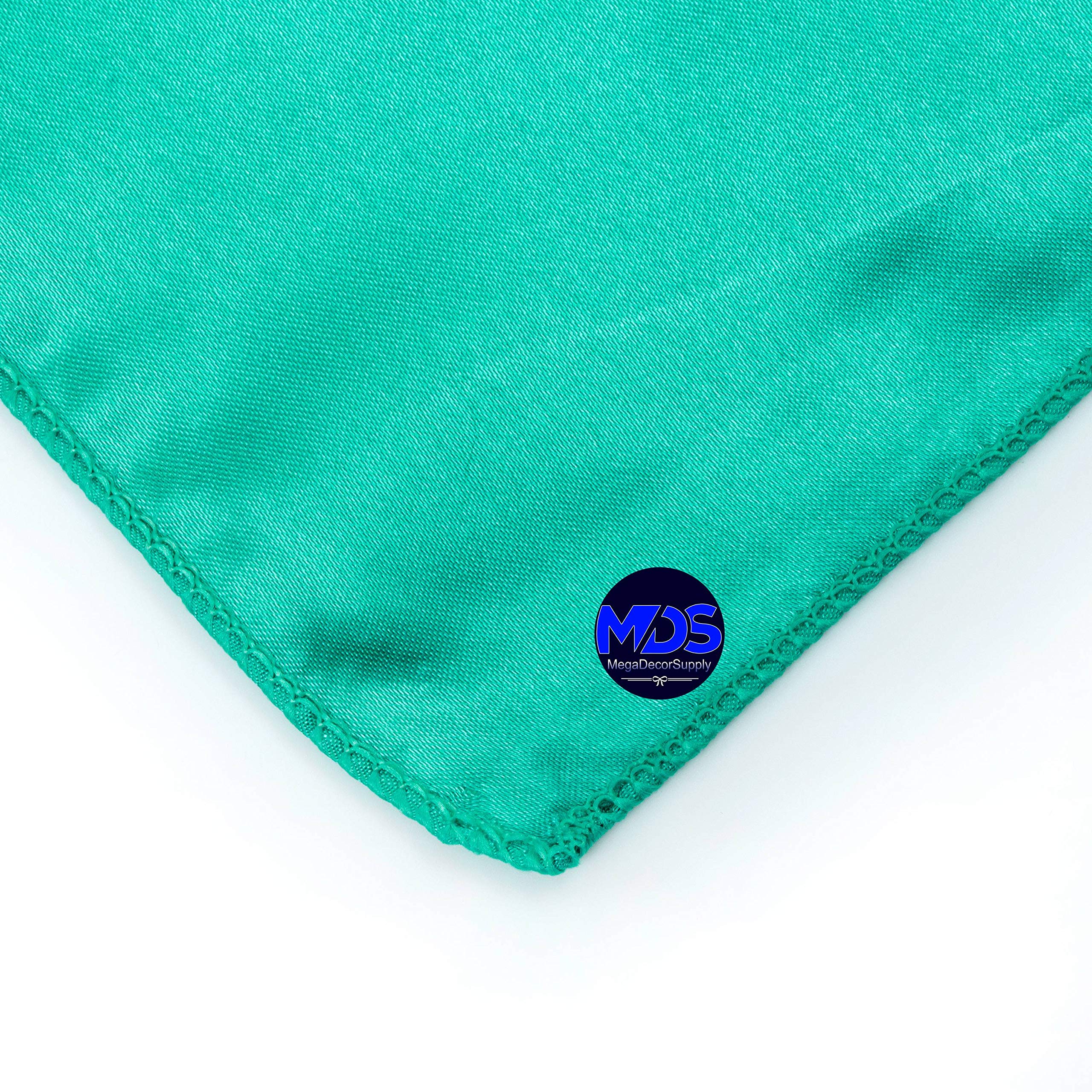 Mds Pack Of 100 Wedding Satin 12''X 12'' Square Dinner Napkin Or Handkerchief For Wedding Banquet Decoration - Sea Green