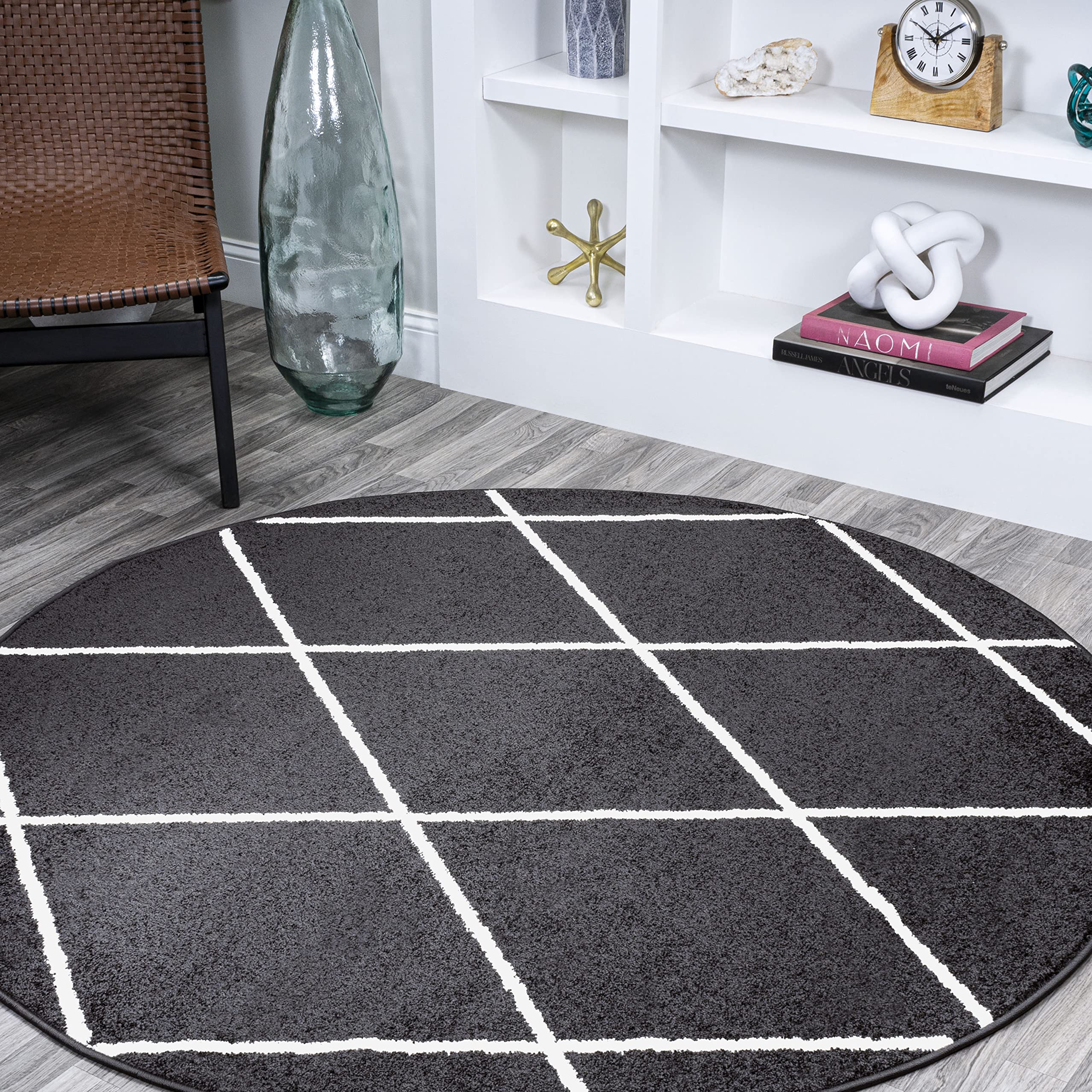 JONATHAN Y SEU102A-4 Cole Minimalist Diamond Trellis Indoor Area-Rug, Modern, Contemporary, Casual Easy-Cleaning,Bedroom,Kitchen