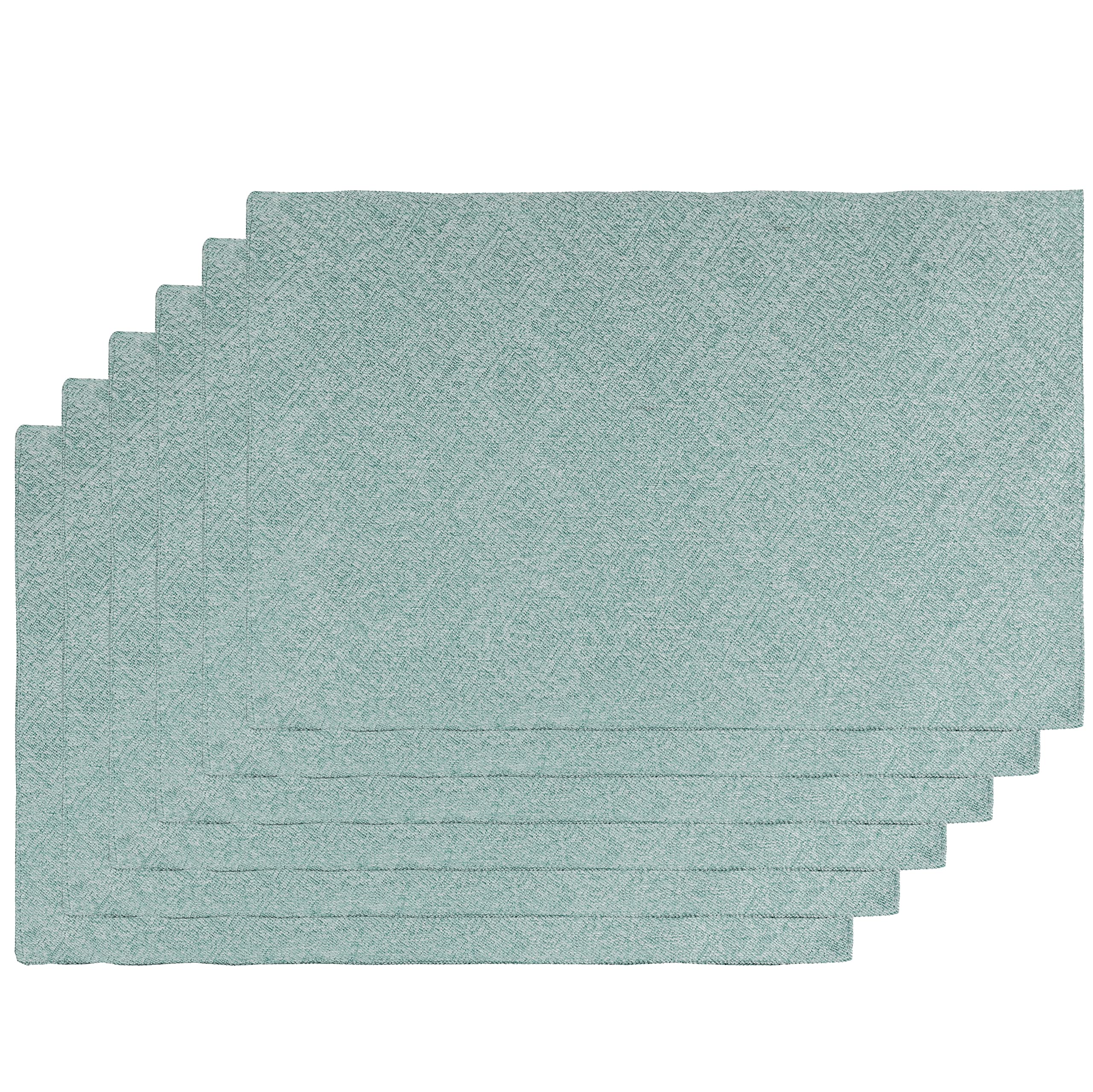 Teal Fabric Placemats Set Of 6 - Spring Garden Home Farmhouse Thick Indoor Washable Table Mats For Kitchen/Dining, 13 X 19 Inch