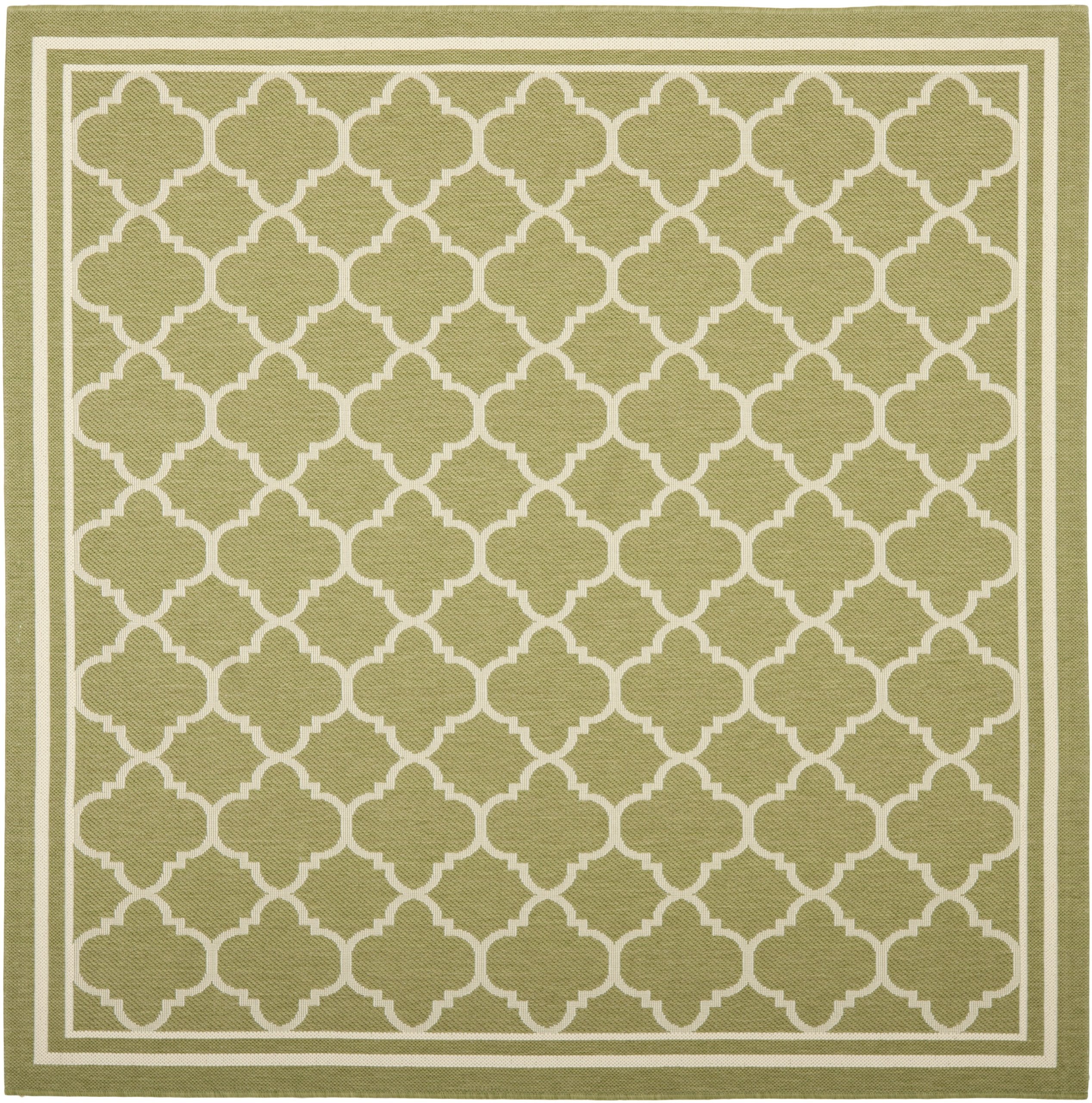 SAFAVIEH Courtyard Collection 4 Square Green/Beige CY6918 Trellis Indoor/ Outdoor Waterproof Easy--Cleaning Patio Backyard Mudr
