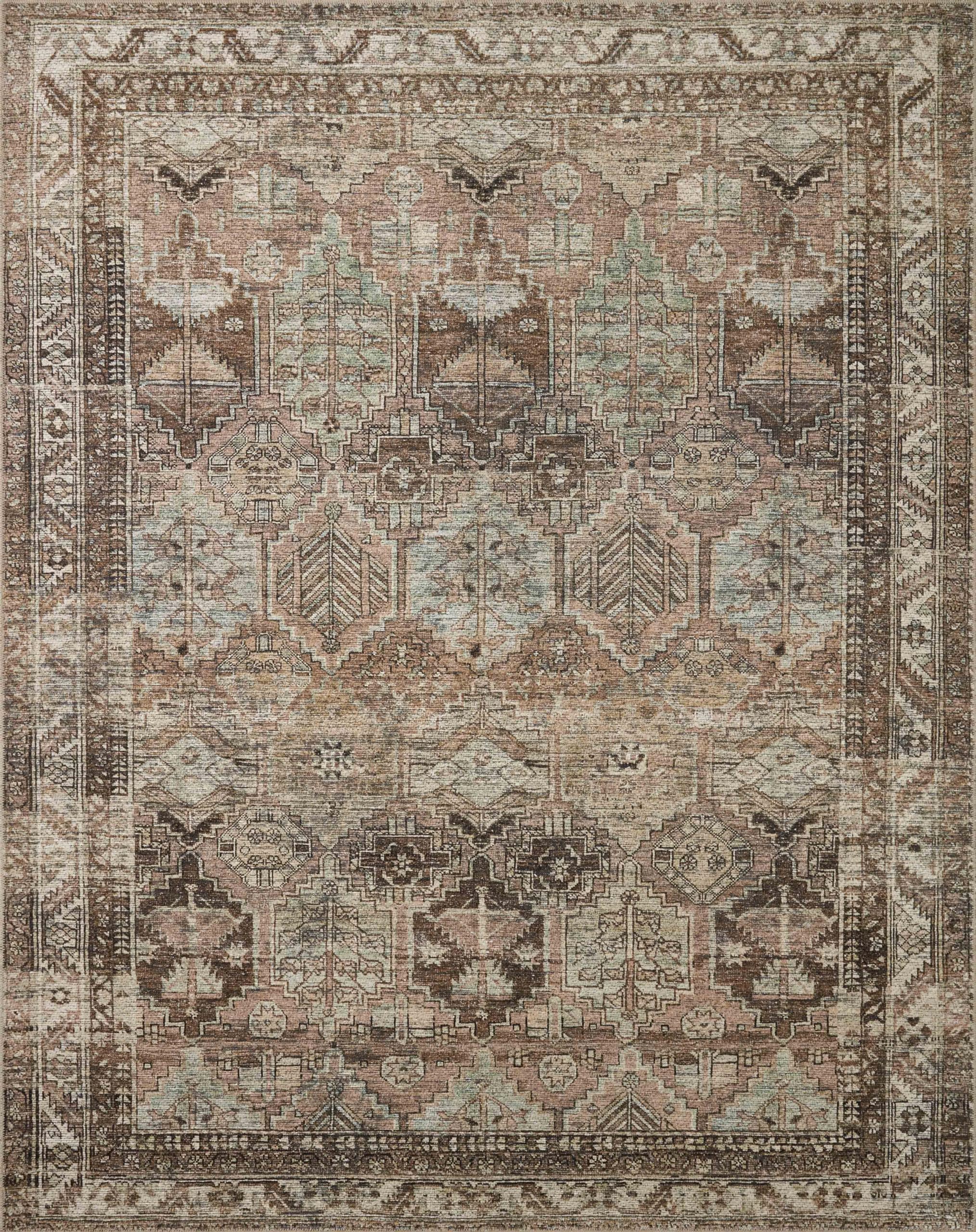 Loloi Amber Lewis x Billie Collection, Clay & Sage 7-6 x 9-6 Area Rug - Antique & Distressed Accent Rugs for Living Room, Bedr