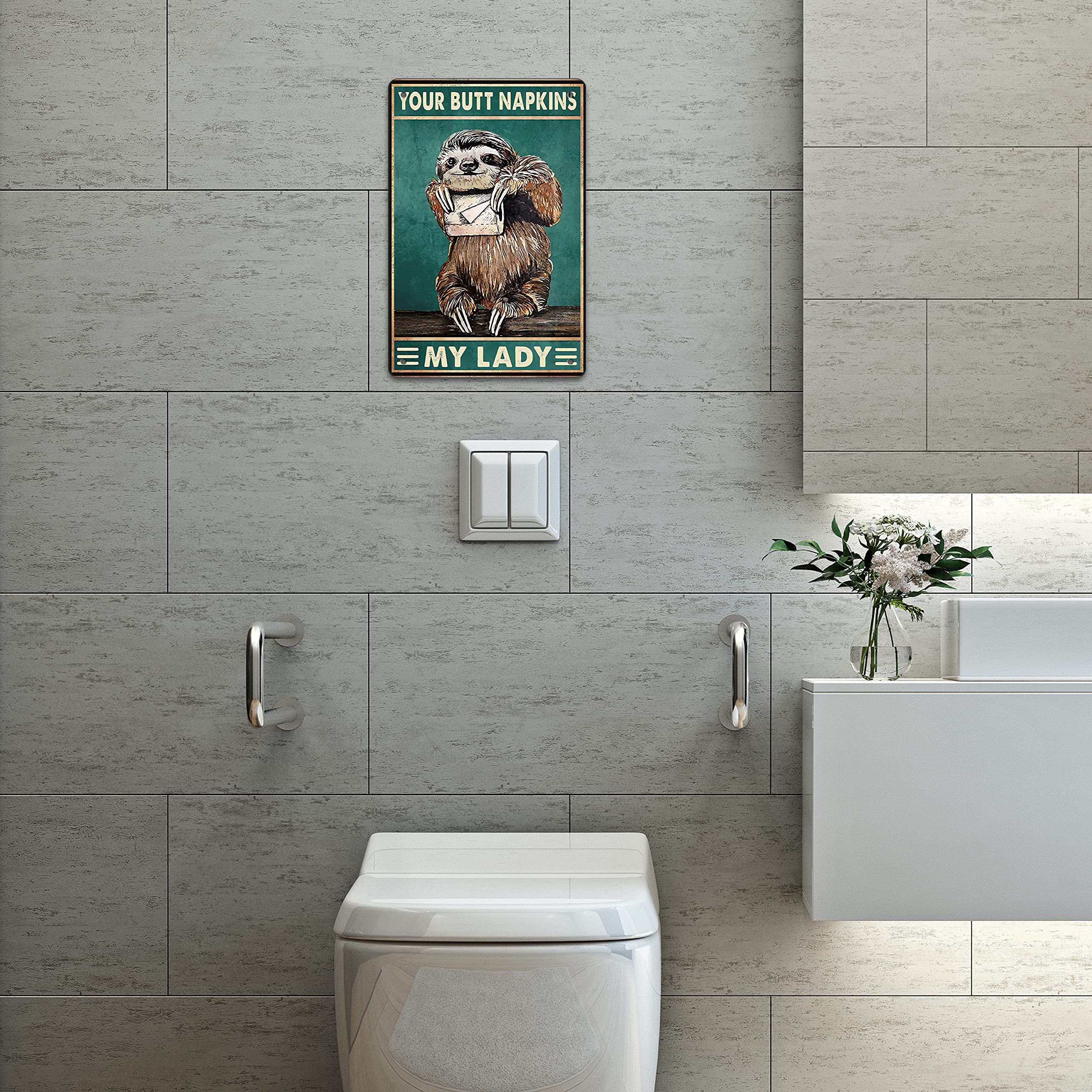 Funny Sloth Wall Decor Sign Sloth Bathroom Sign Gothic Decor Medieval decor Sloth Wall Decor Sloth Wall Art Poster Retro Poster Toilet Cave Bar Home Coffee Bathroom Wall Decoration Sign 8x12 Inch