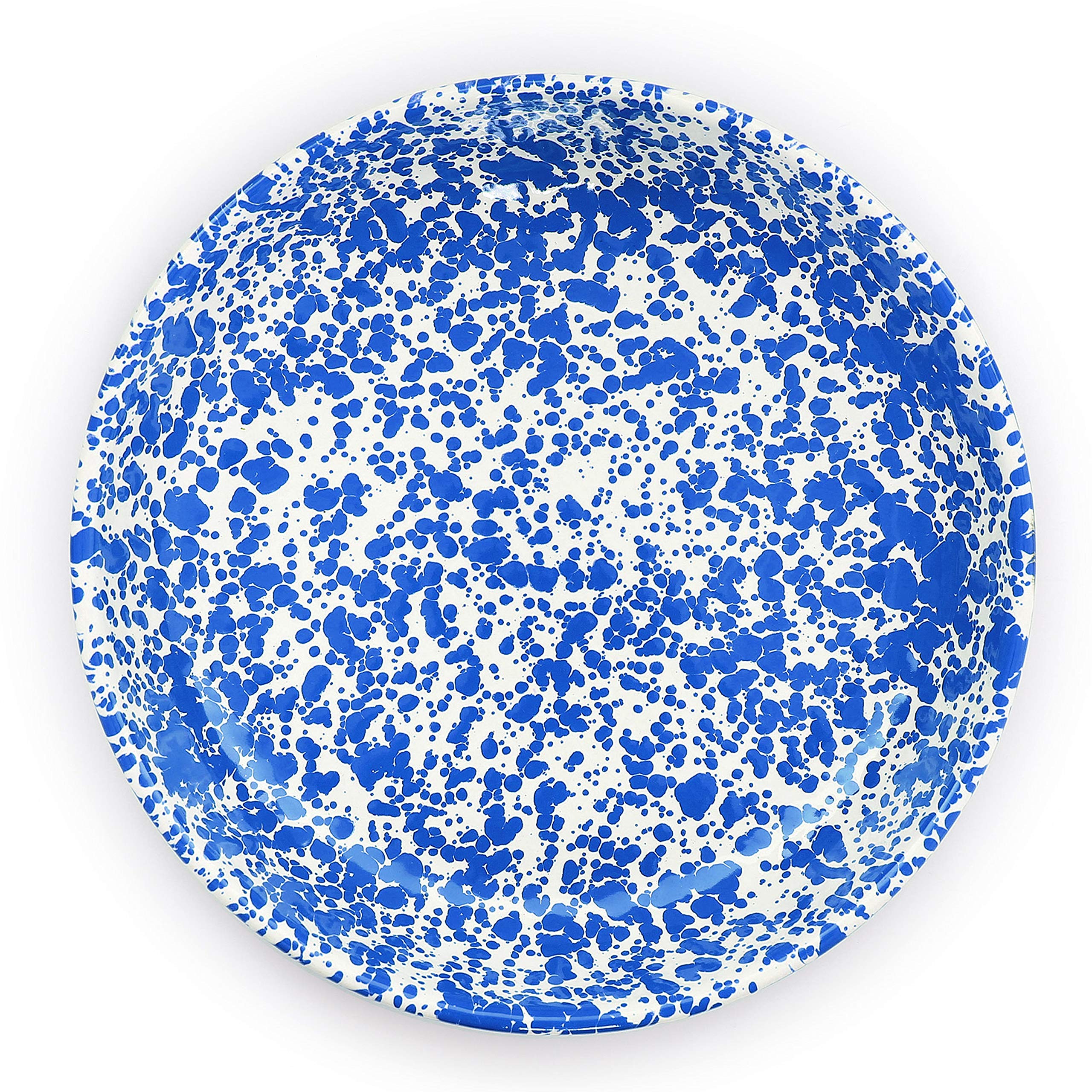 Crow Canyon Home Enamelware Pasta Plate, 10.5 Inch, Blue/White Splatter (Set Of 4)