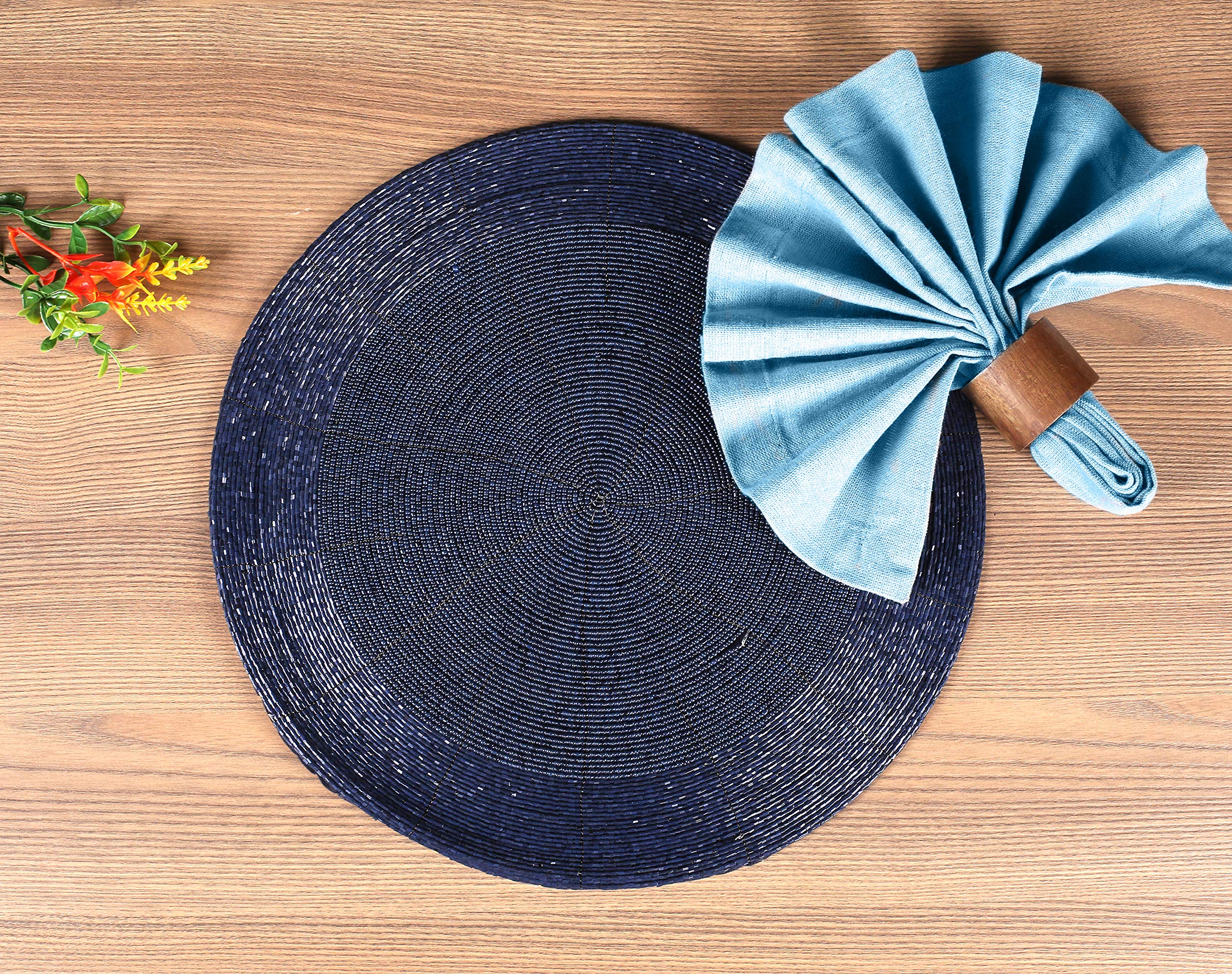 Lightnpro Round Placemat, Navy Placemat, Boho Placemat, Holiday Placemat, Navy Charger Plate, Thanksgiving Charger Plate For Fal