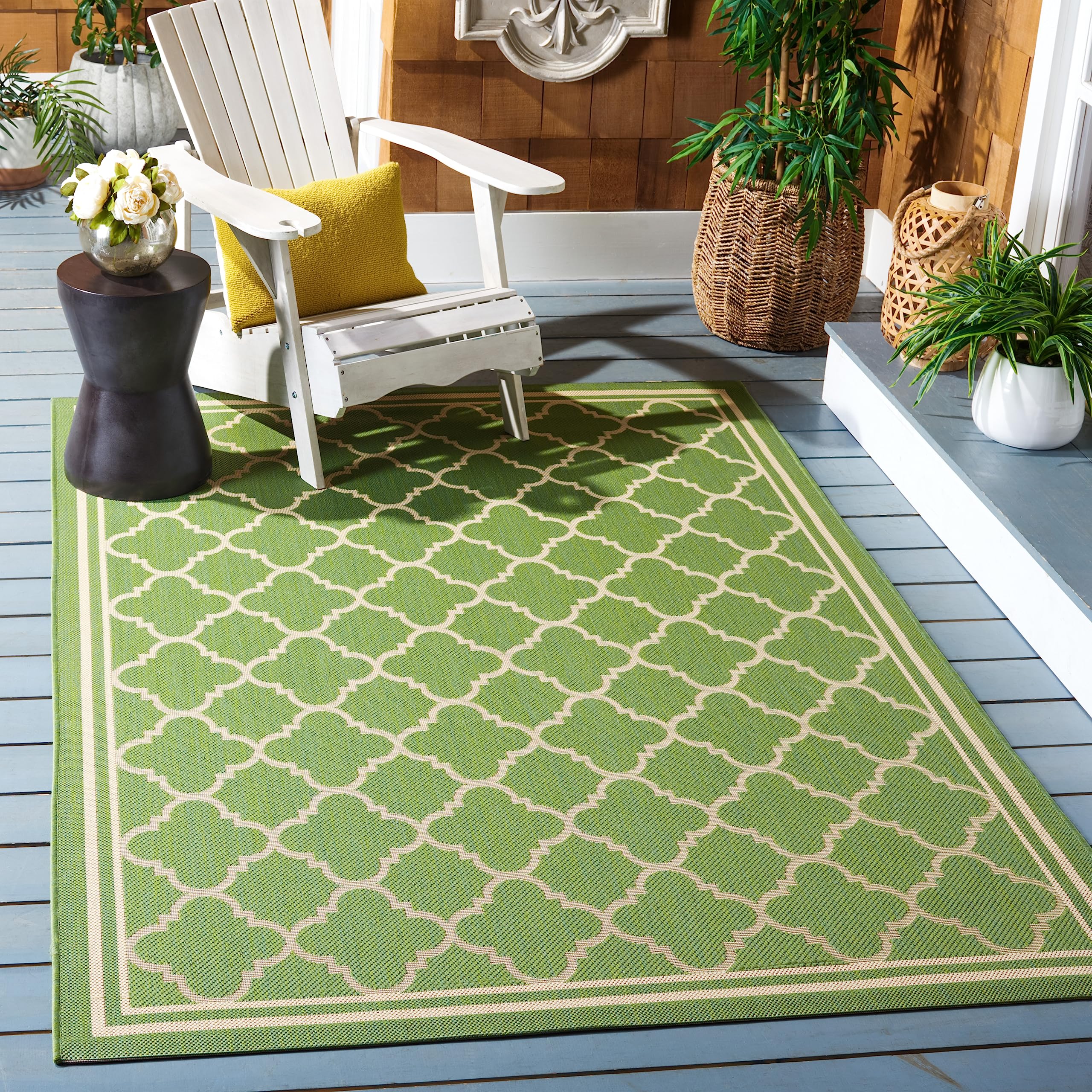 SAFAVIEH Courtyard Collection 27 x 5 Green/Beige CY6918 Trellis Indoor/ Outdoor Splashproof Easy Scrubbing Patio Backyard Mudr