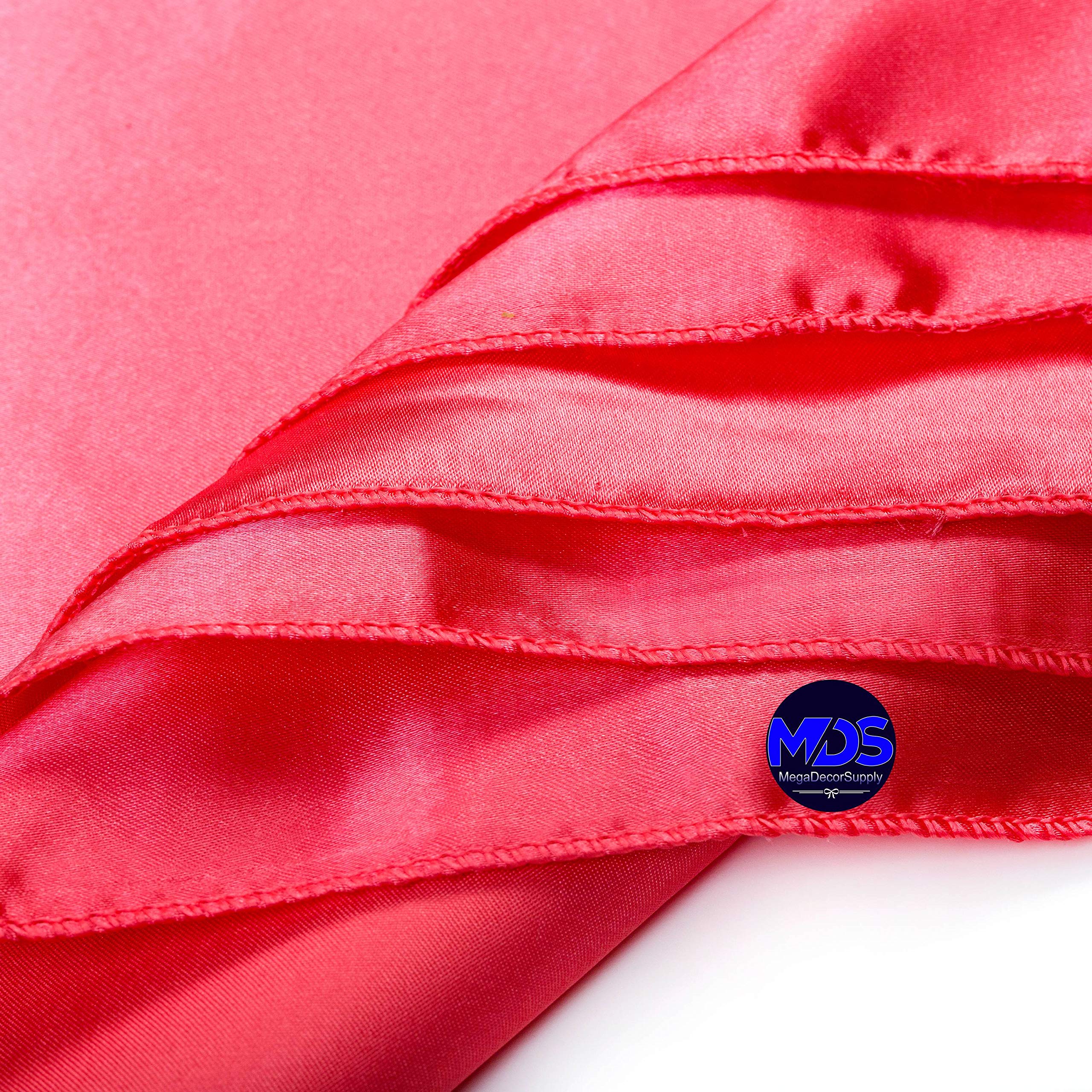 Mds Pack Of 100 Wedding Satin 12''X 12'' Square Dinner Napkin Or Handkerchief For Wedding Banquet Decoration - Coral