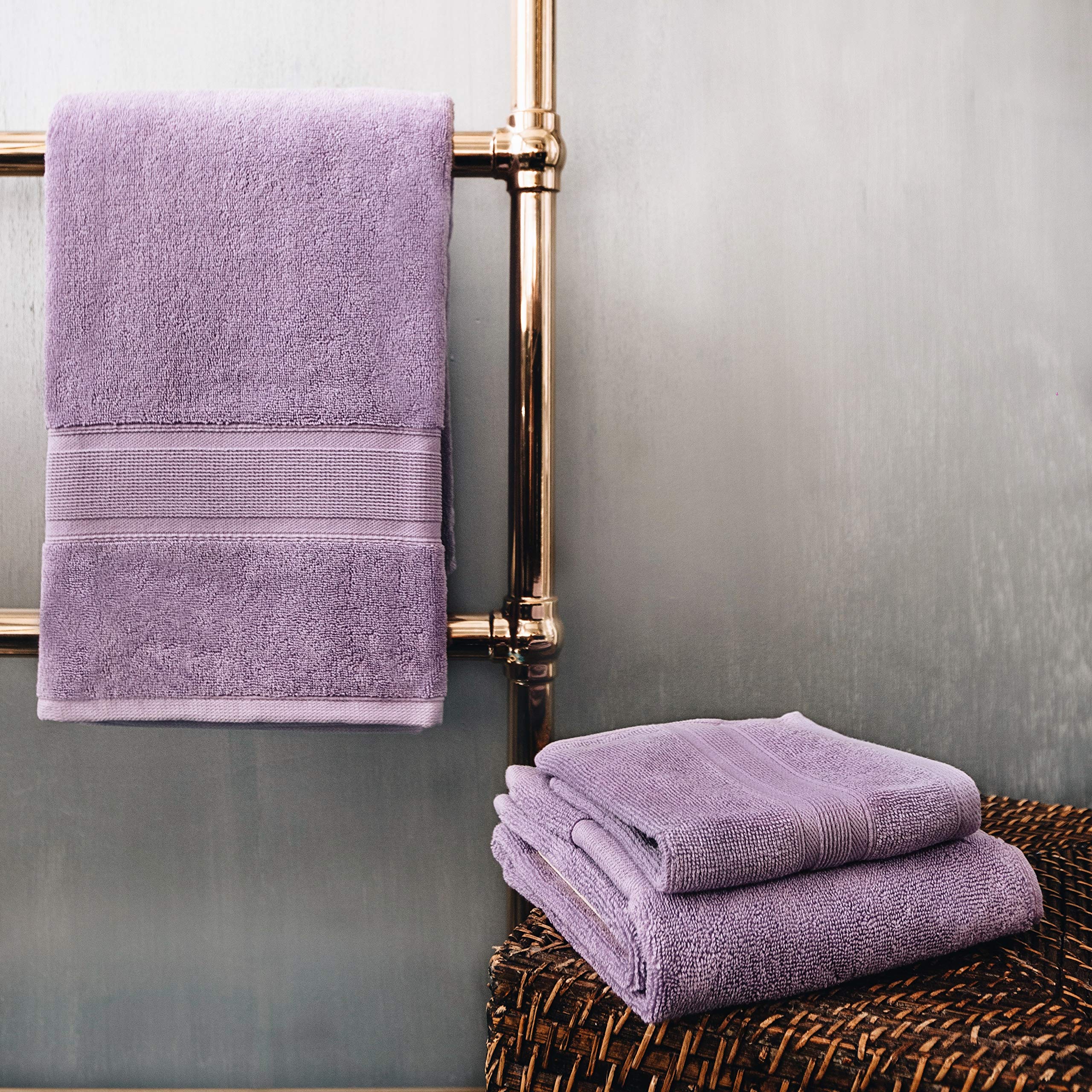 Luzia 8 Piece Bathroom Towel Set - 100% Turkish Cotton, Premium Quality - 2 Bath Towels 2 Hand Towels And 4 Washcloths (Lavender