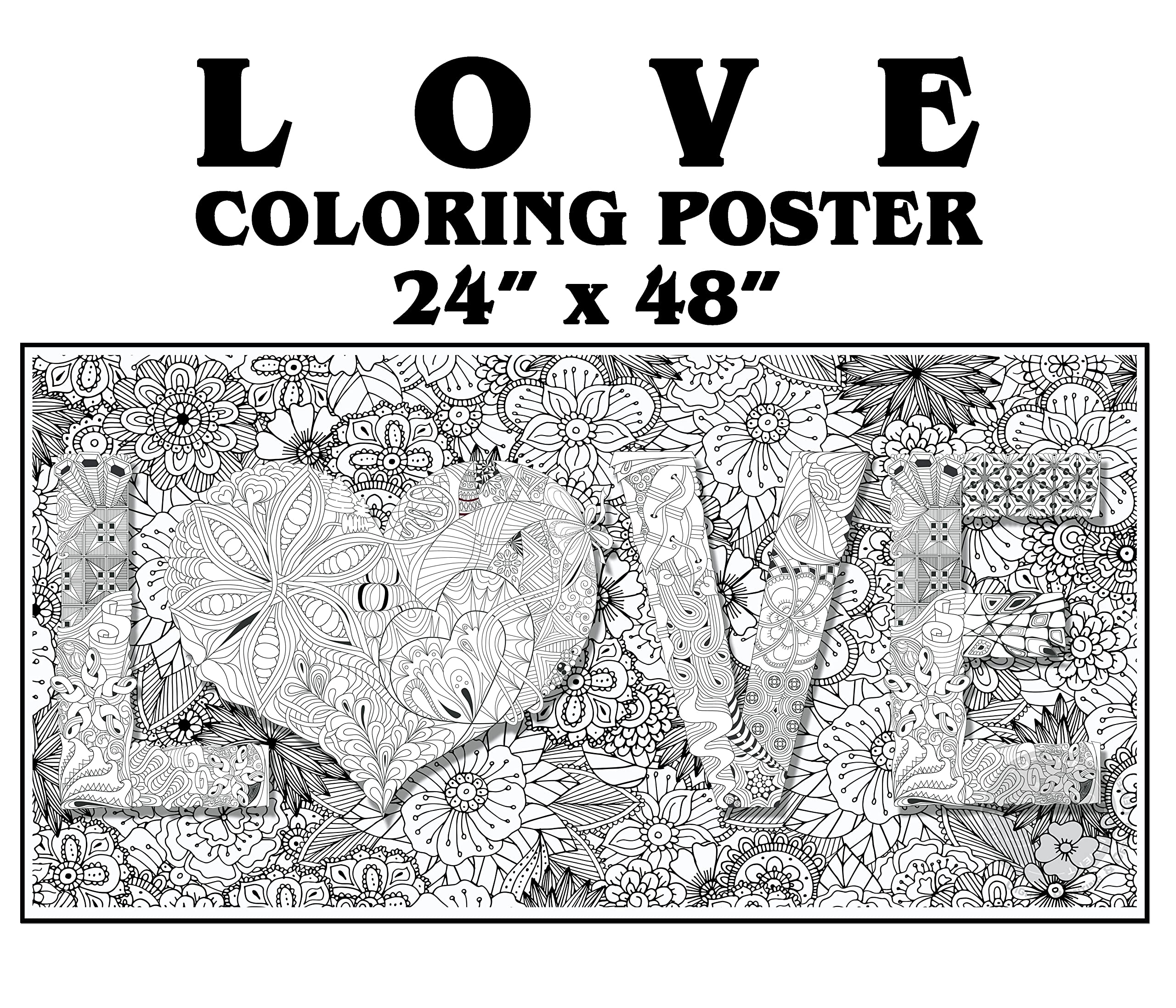 Sjprinter Inspirational Wall Art, Motivational Giant Coloring Poster Mandala For Kids Adults - Great For Girls, Boys, Arts Craft