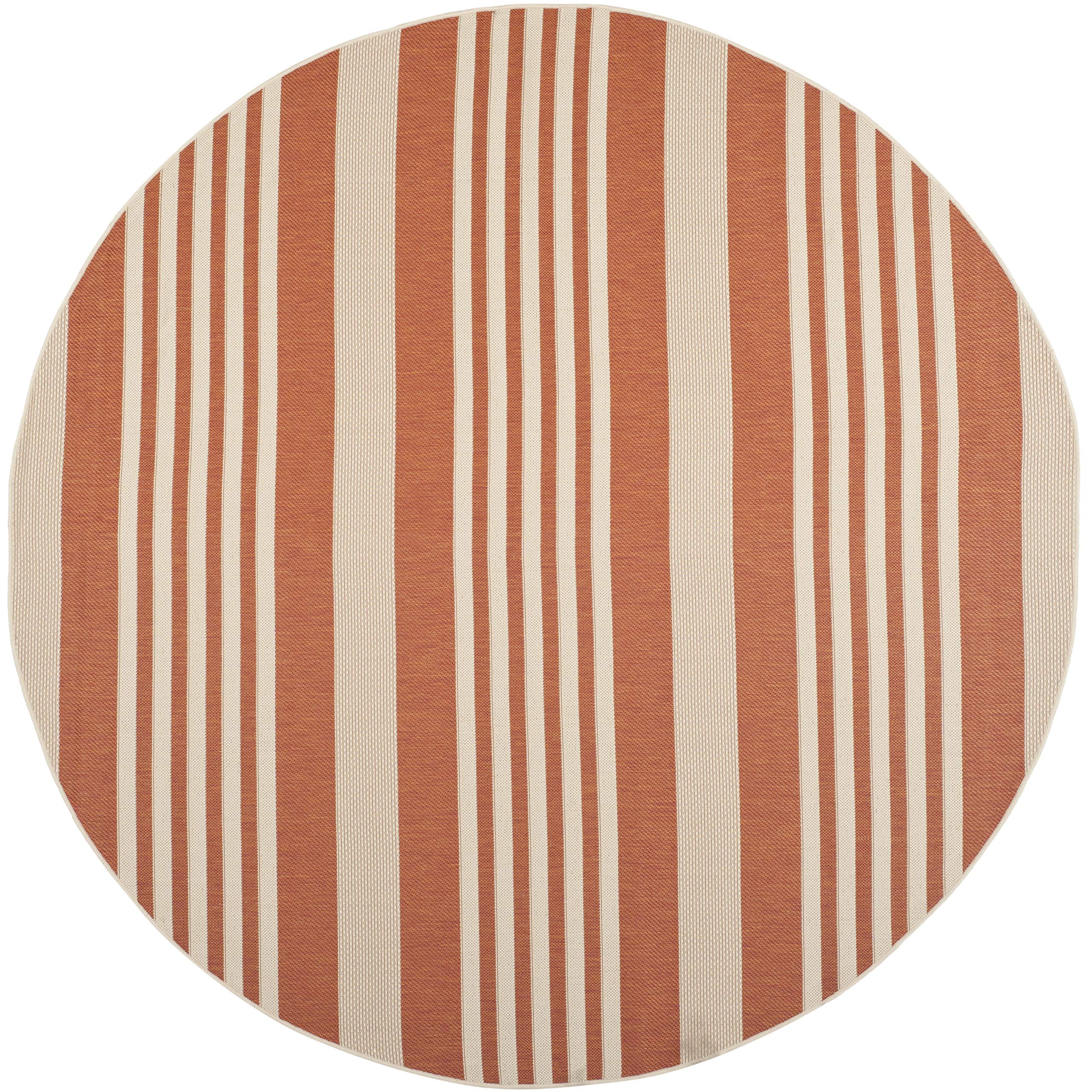 SAFAVIEH Courtyard Collection 67 Round Terracotta/Beige CY6062 Stripe Indoor/ Outdoor Patio Backyard Mudroom Area Rug