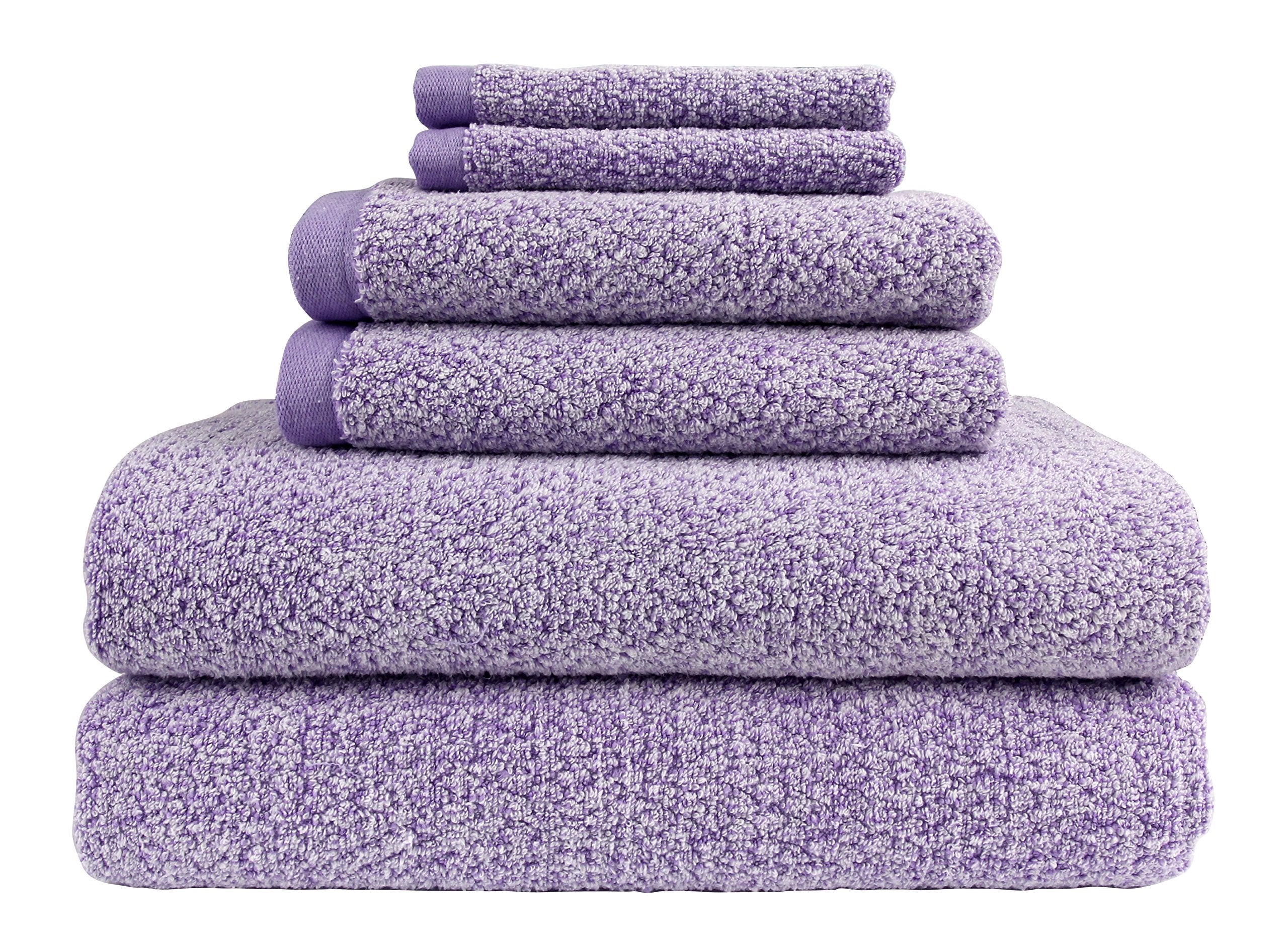Everplush Diamond Jacquard 6 Pieces Bath Towel Set, Lavender