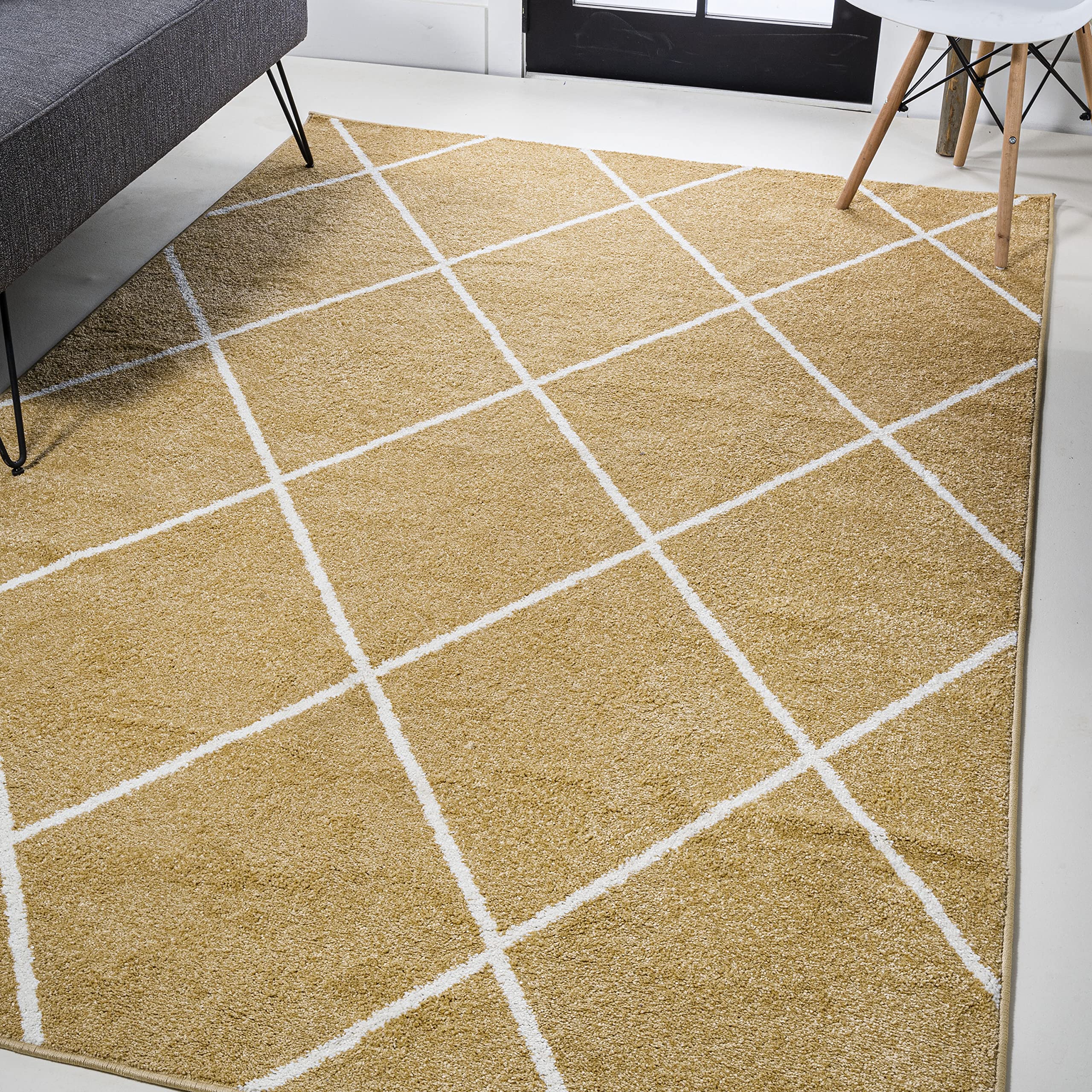 JONATHAN Y SEU102E-3 Cole Minimalist Diamond Trellis Indoor -Area Rug, Geometric, Solid, Diamond, Easy-Cleaning, Bedroom, Dining