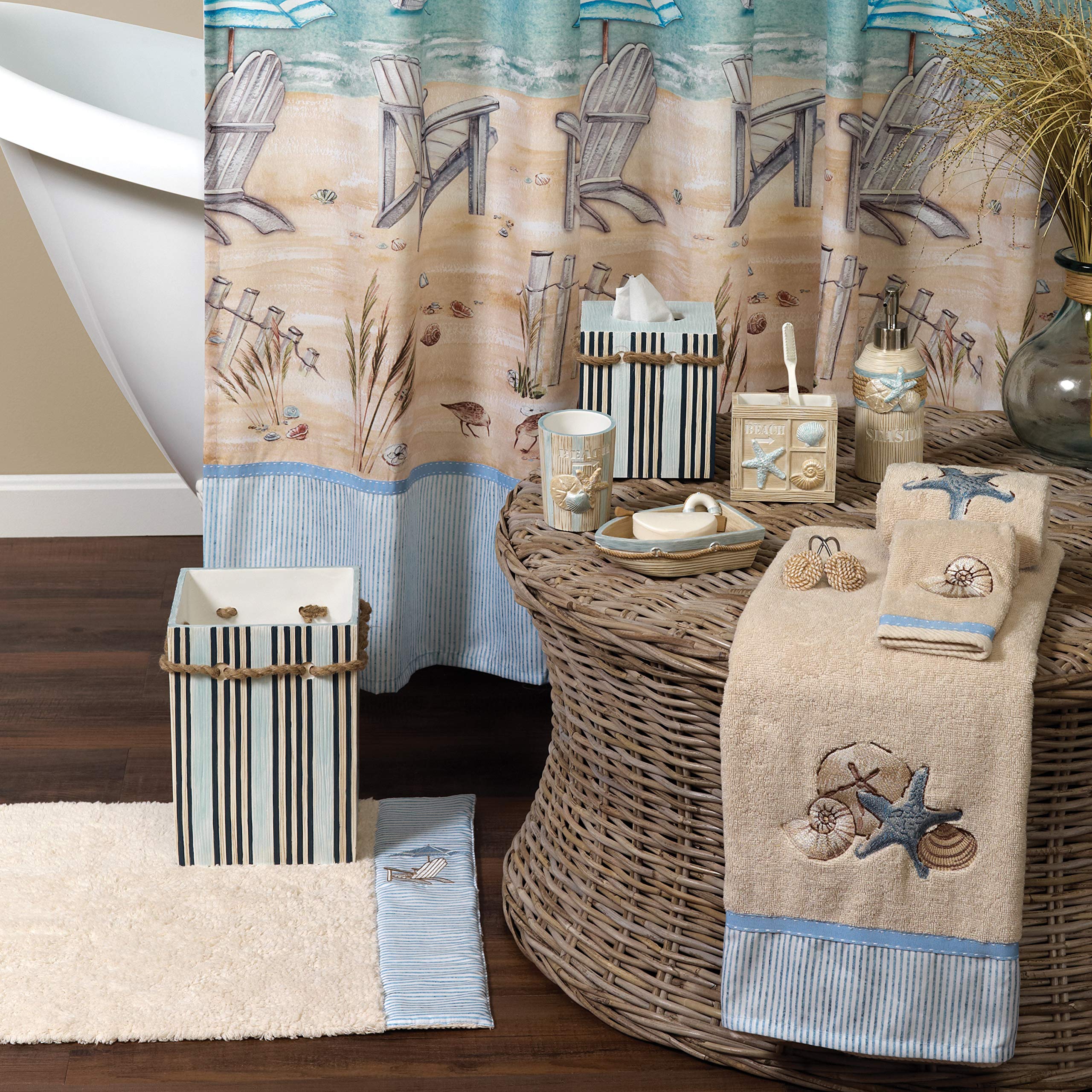 Zenna Home Seaside Serenity Tumbler, 1 Count (Pack Of 1), Brown, Blue, White