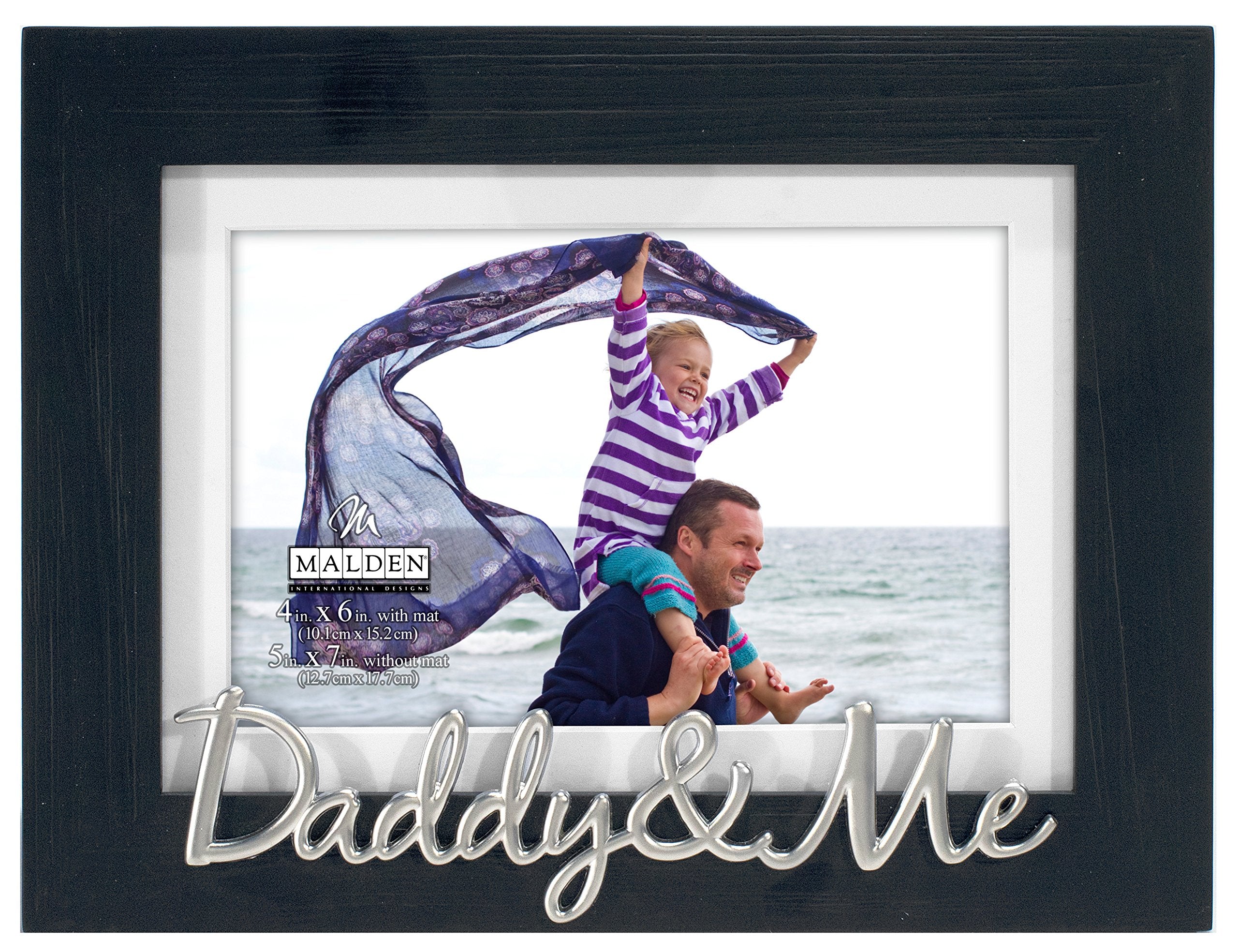 Malden International Designs 4x6 or 5x7 Daddy & Me Distressed Expressions Picture Frame Silver Finish Daddy & Me Word Attachment