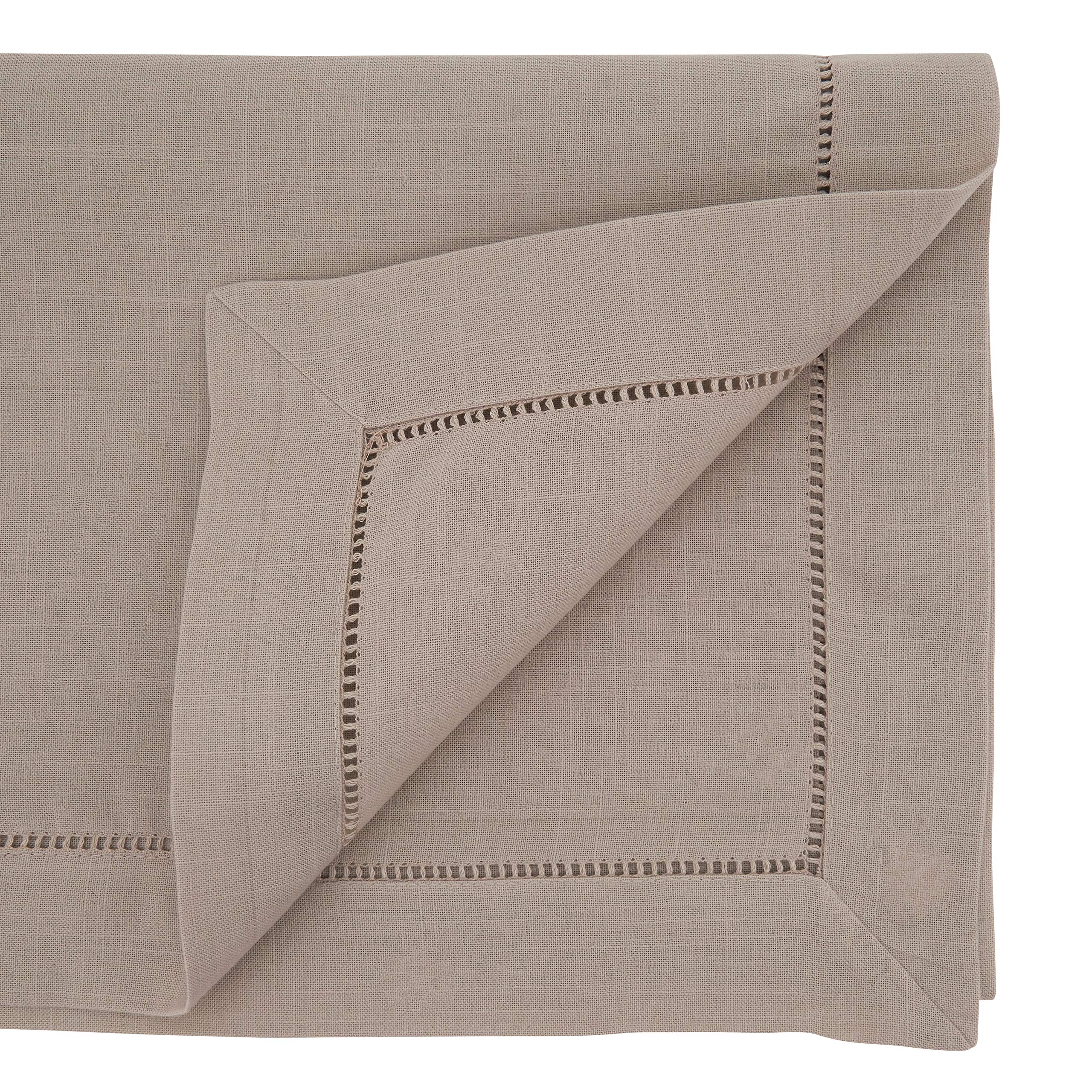 Saro Lifestyle Hemstitched Border Table Runner, Taupe, 16''X120''