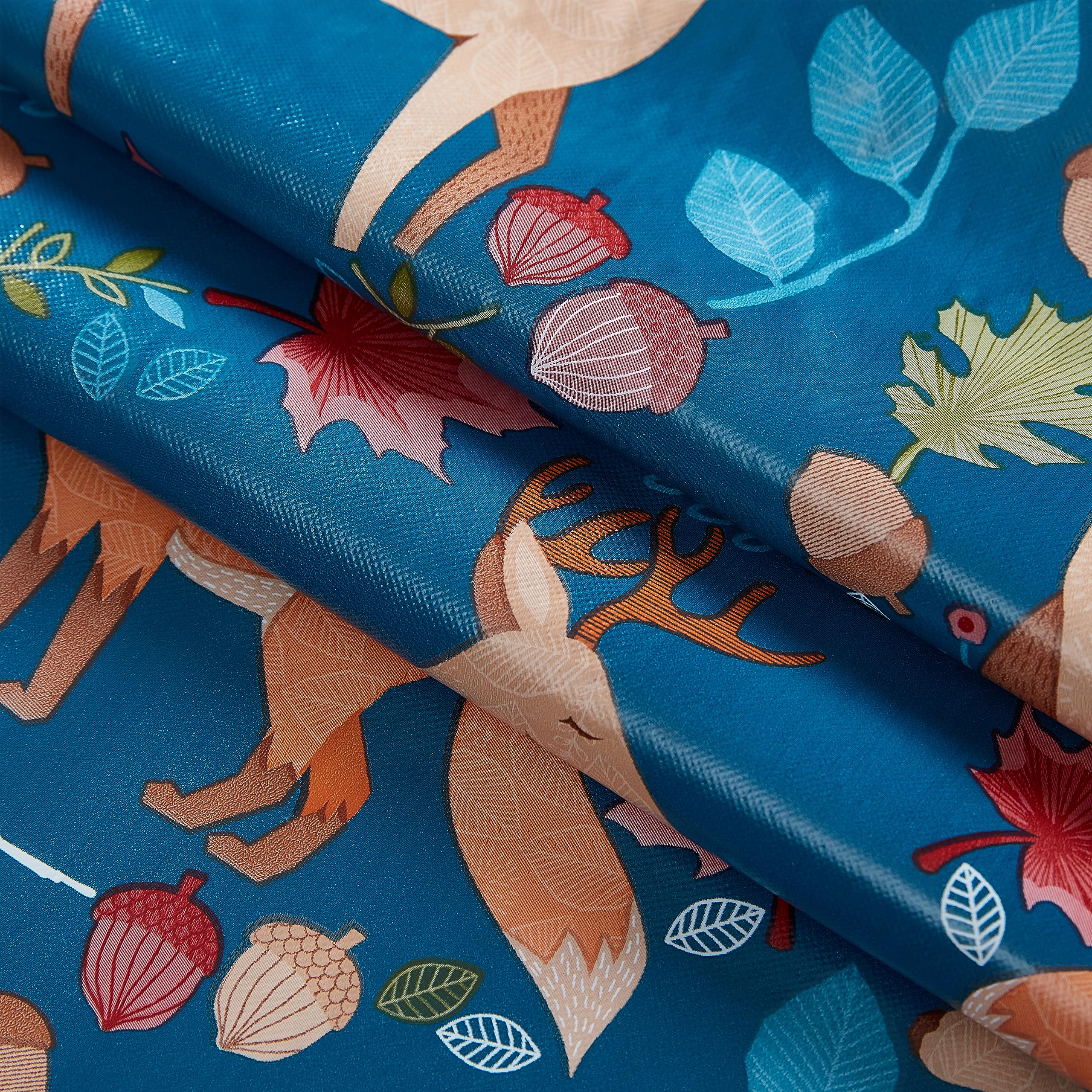 Newbridge Thanksgiving Woodland Critters 60 X 102 Inch Rectangle Vinyl Tablecloth With Flannel Backing, Squirrels, Deer And Owl