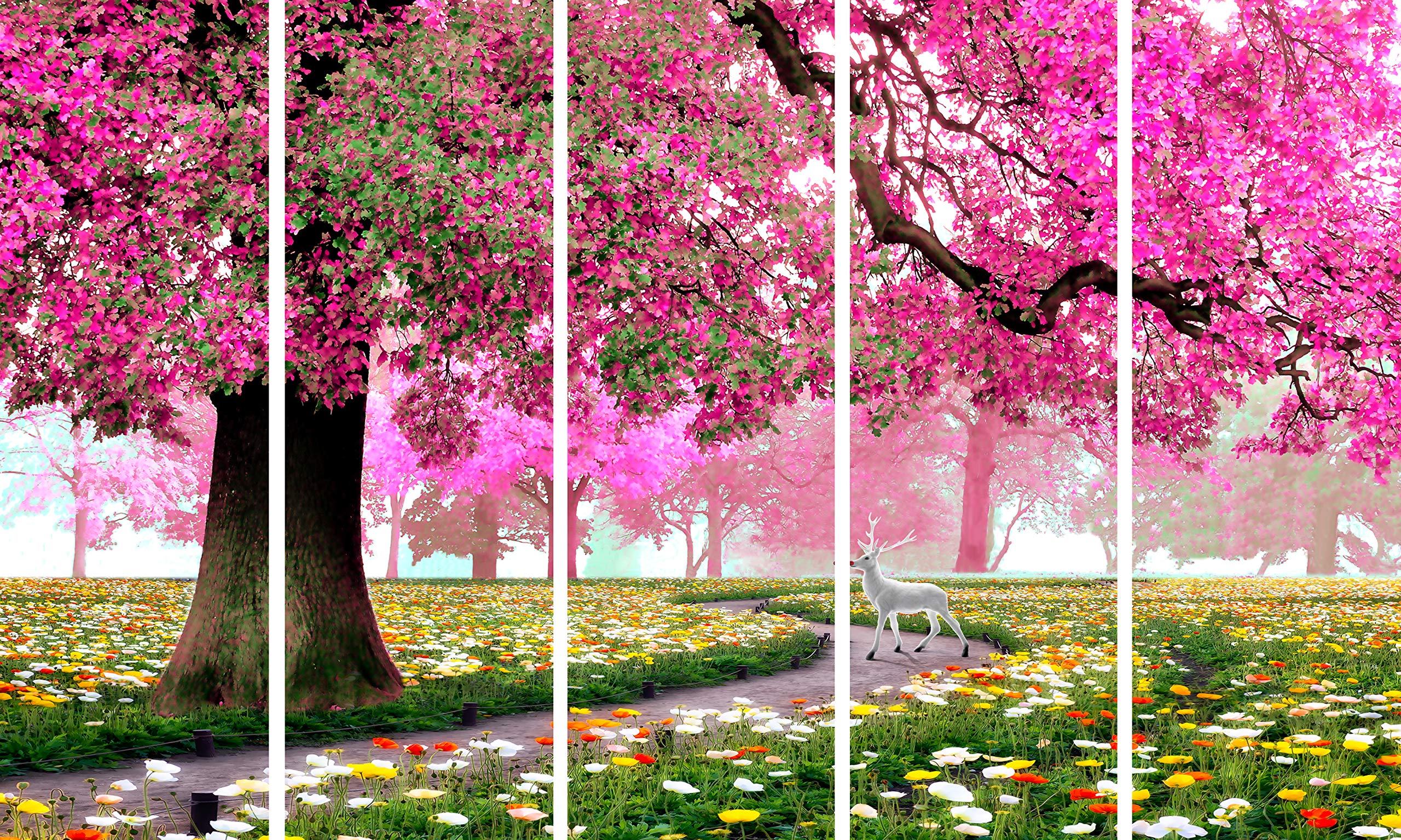 Kyara Arts Big Size Multiple Frames, Beautiful Wall Art Painting For Living Room, Bedroom, Office, Hotels, Drawing Room Wooden F