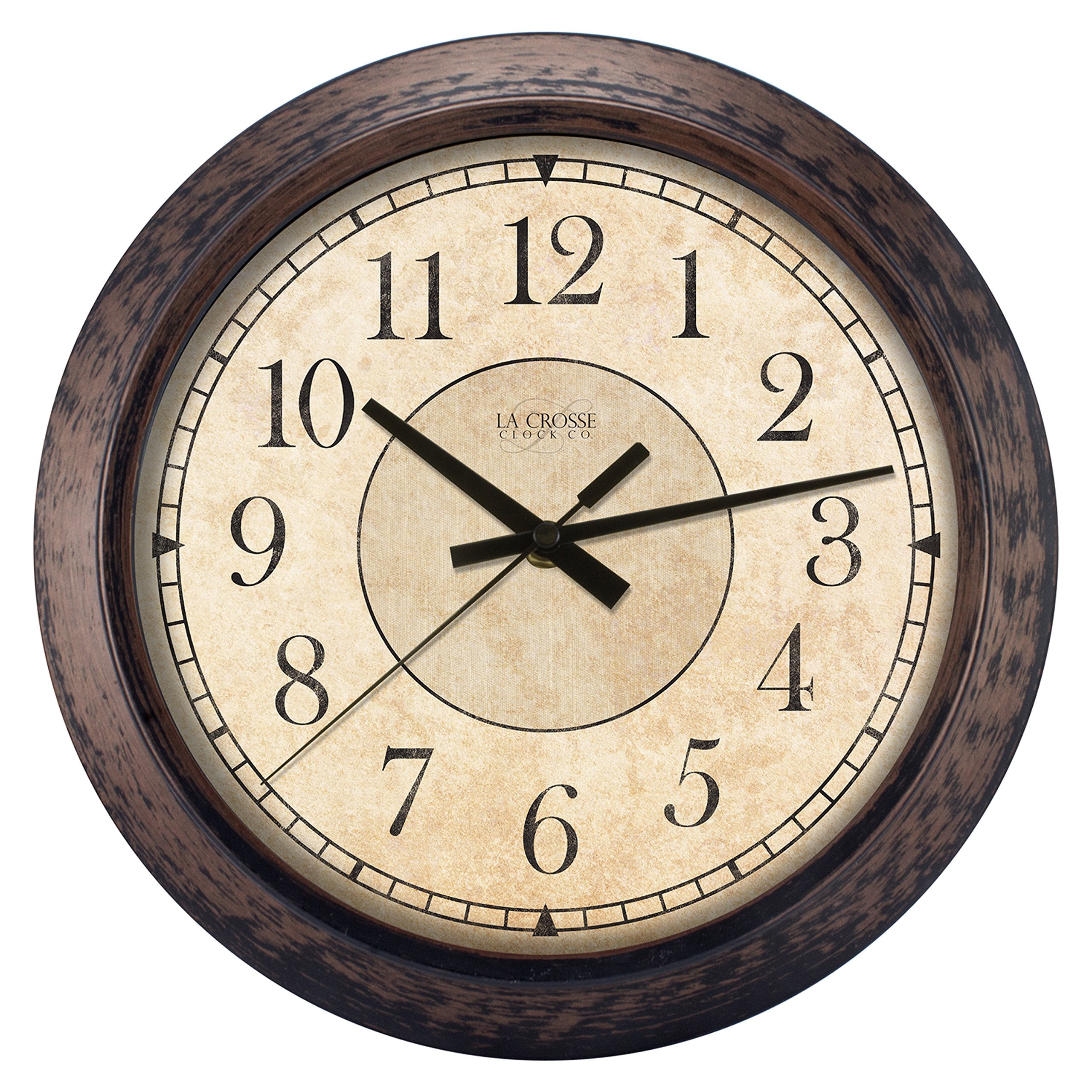 LaCrosse 404-2635 Analog Wall Clock, 14, Rustic Brown