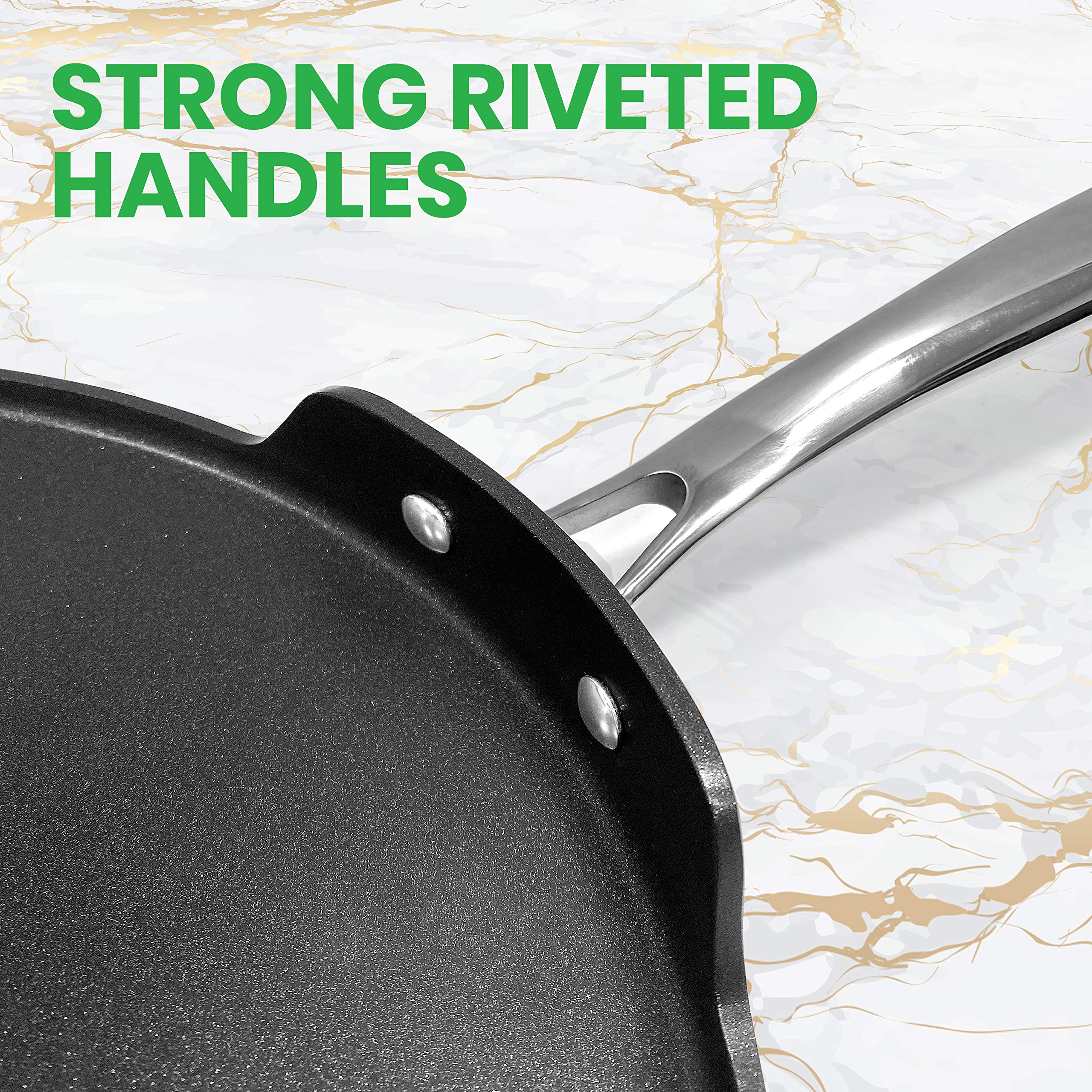 Nutrichef 12 Inch Crepe Pan Non Stick, Ideal For Pancakes, Dosa & Tortillas, Hard-Anodized, Dishwasher Safe