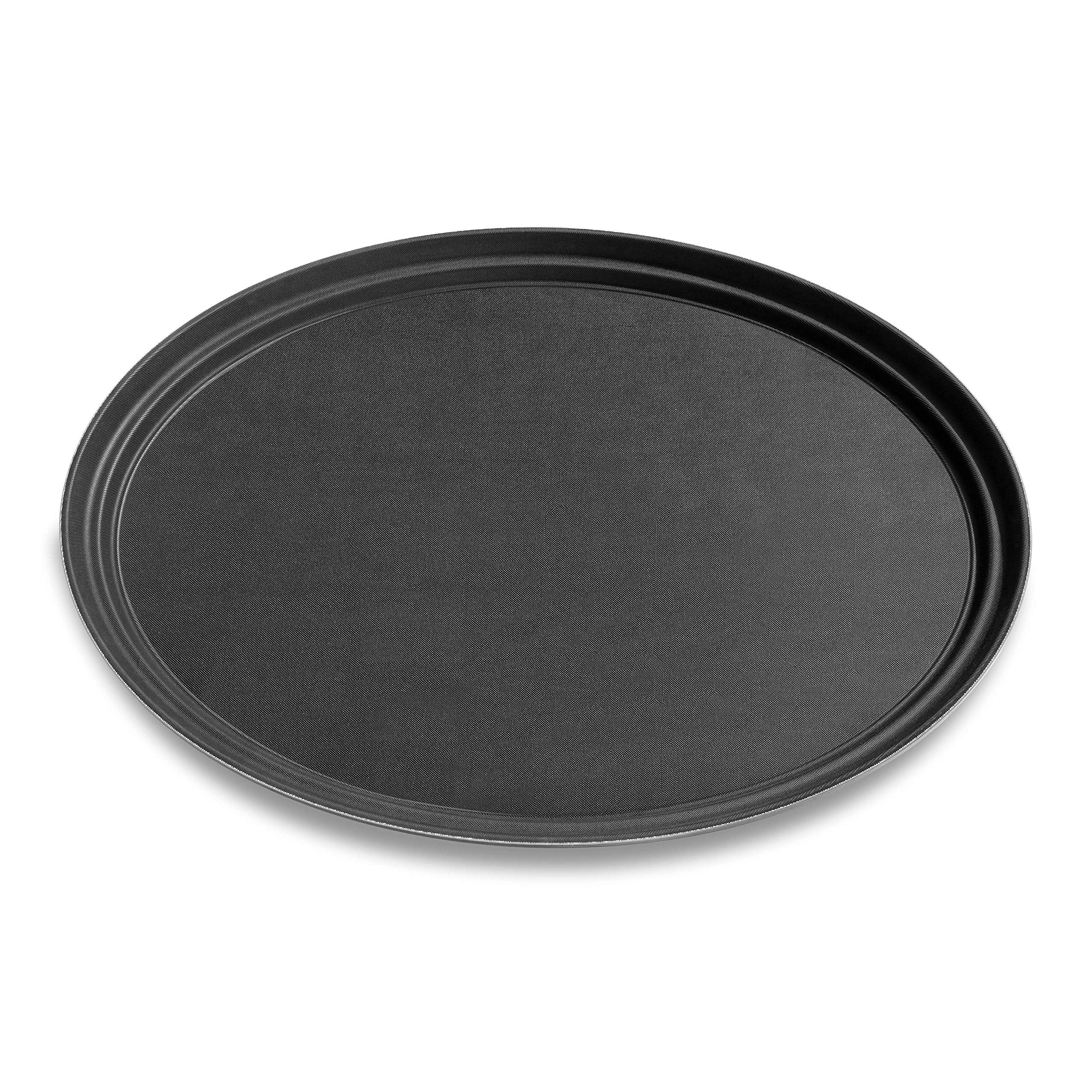 New Star Foodservice 25514 Non-Slip Tray, Plastic, Rubber Lined, Oval, 22-Inch X 27-Inch, Large, Black