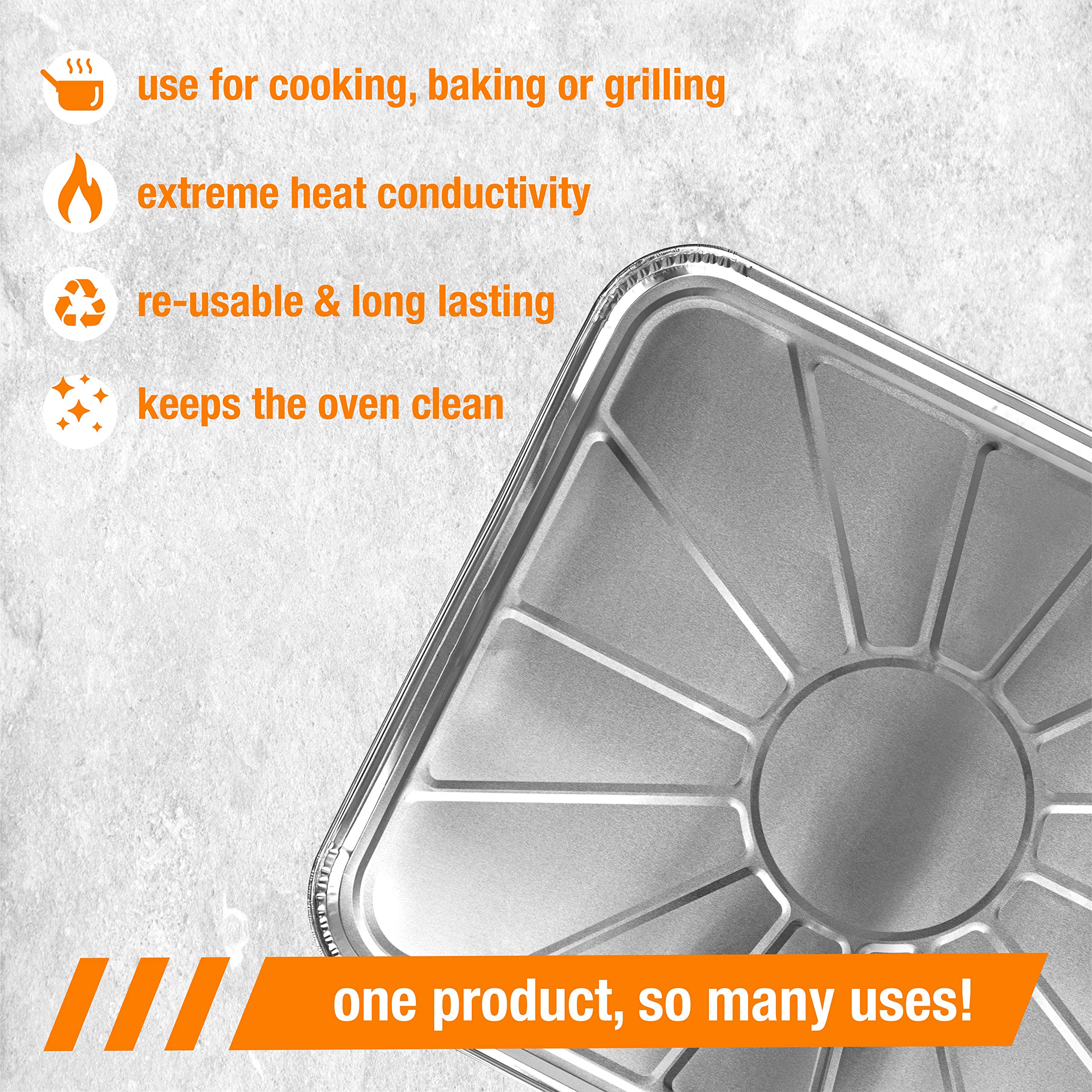 PLASTICPRO Disposable Foil oven liner Reusable Oven Drip Pan - Tray for Cooking and Baking Pack of 10