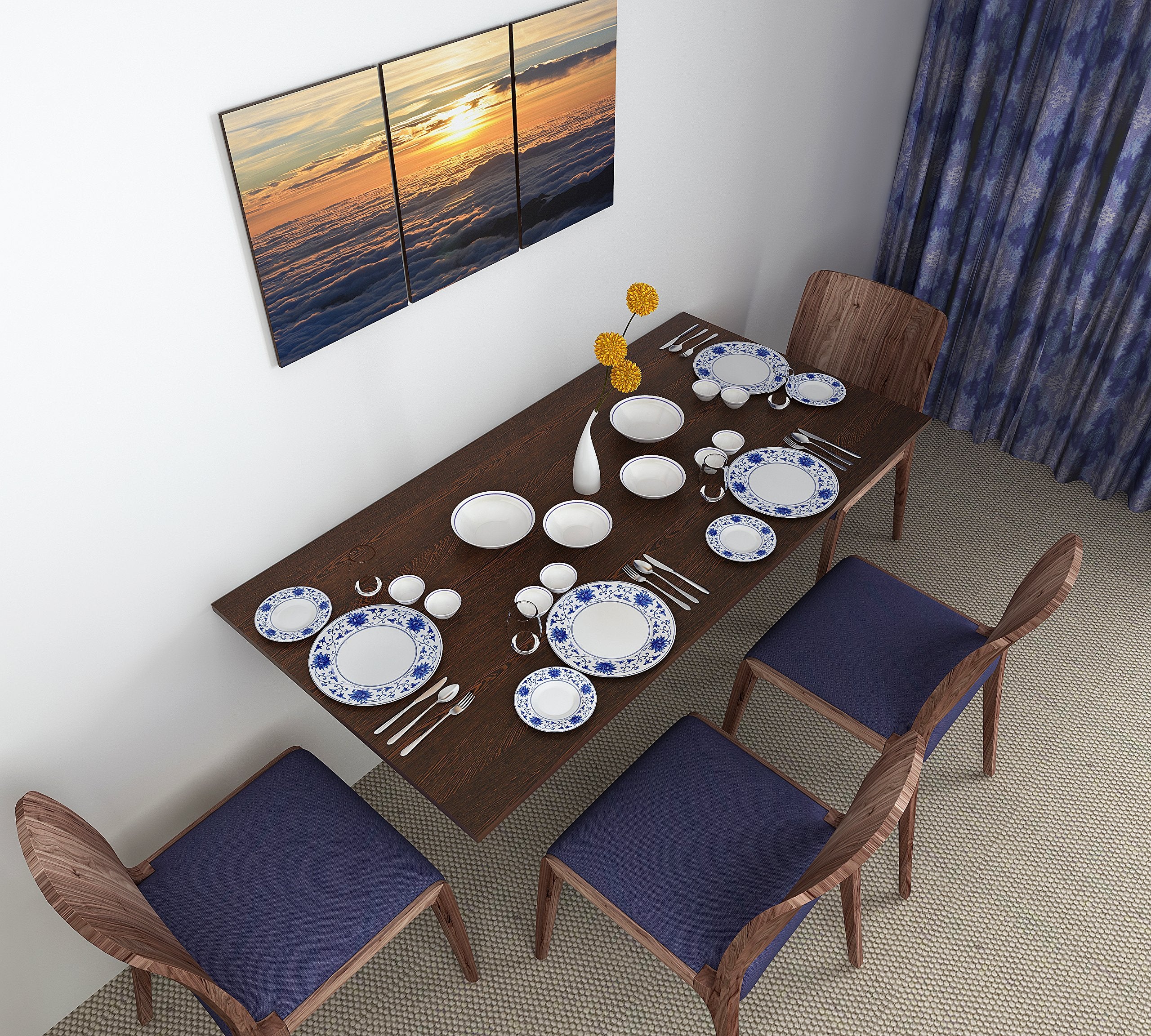 Bluewud Hemming Engineered Wood Wall Mounted Foldable Dining Table 4-Seater Without Chair For Dining Hall Livingroom Home Furnit