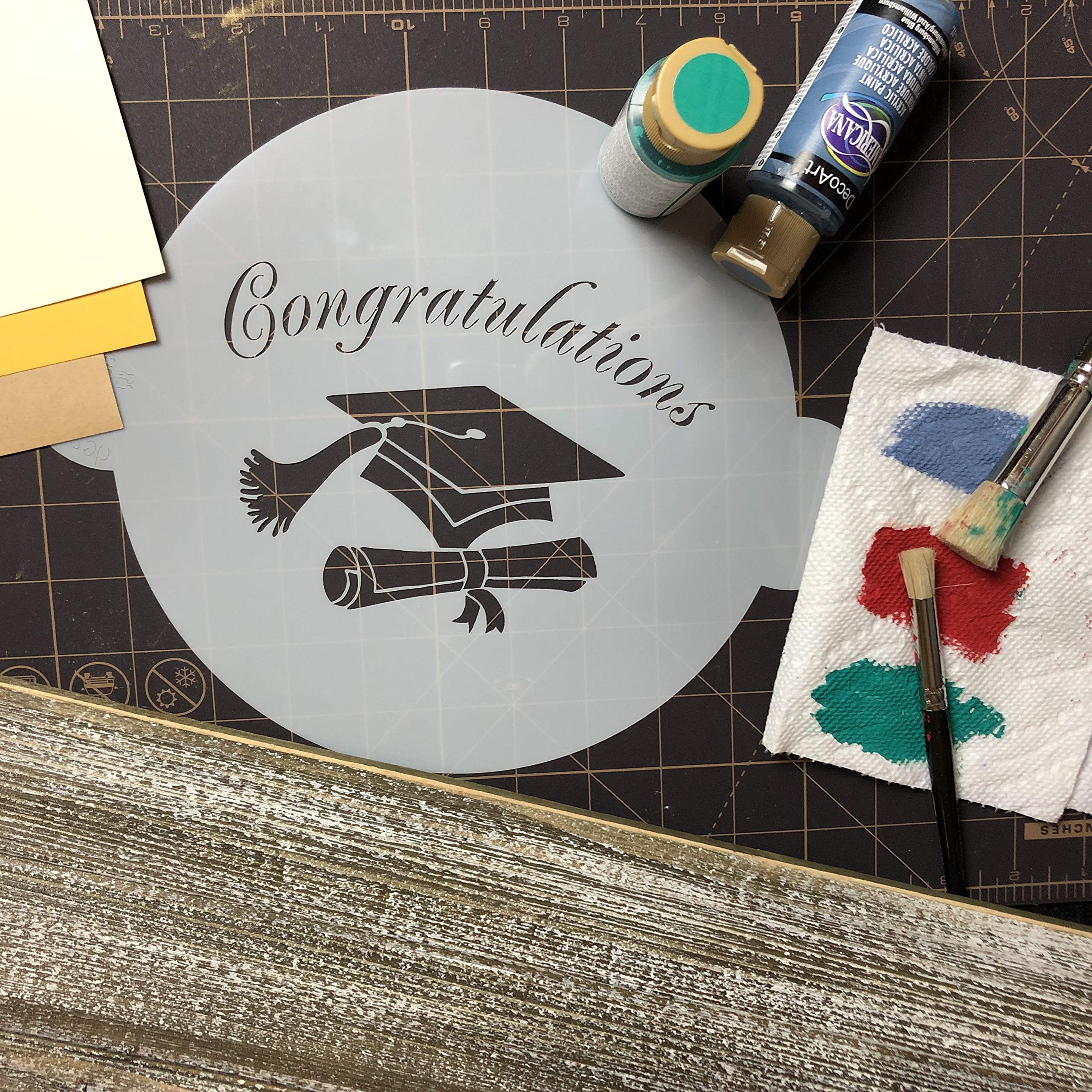 Designer Stencils Graduation Cake Stencil, Beige/Semi-Transparent