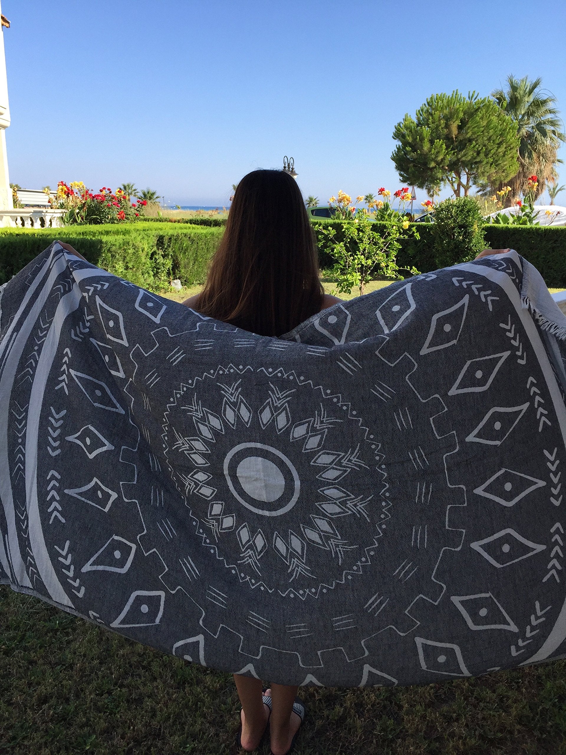 Bersuse 100% Cotton Kona Turkish Towel Beach Towel Bath Towel Dual Layer Peshtemal Beach Blanket Beach Essentials - 37X70 Inches