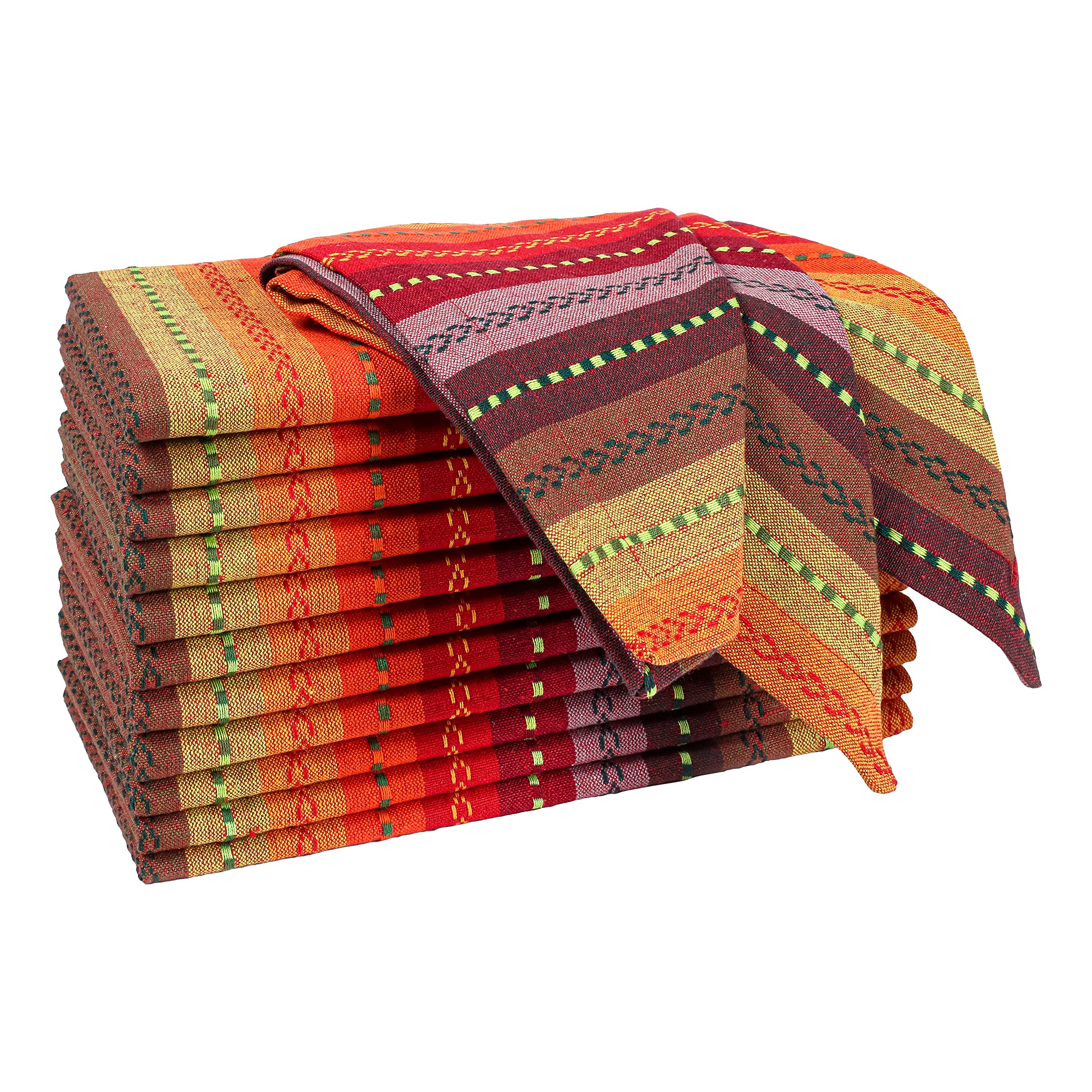 Hausattire Reusable Napkins Cloth Washable 100% Cotton Salsa Stripe 18X18 Inch Dinner Napkins|Table Napkins For Spring Easter Ba