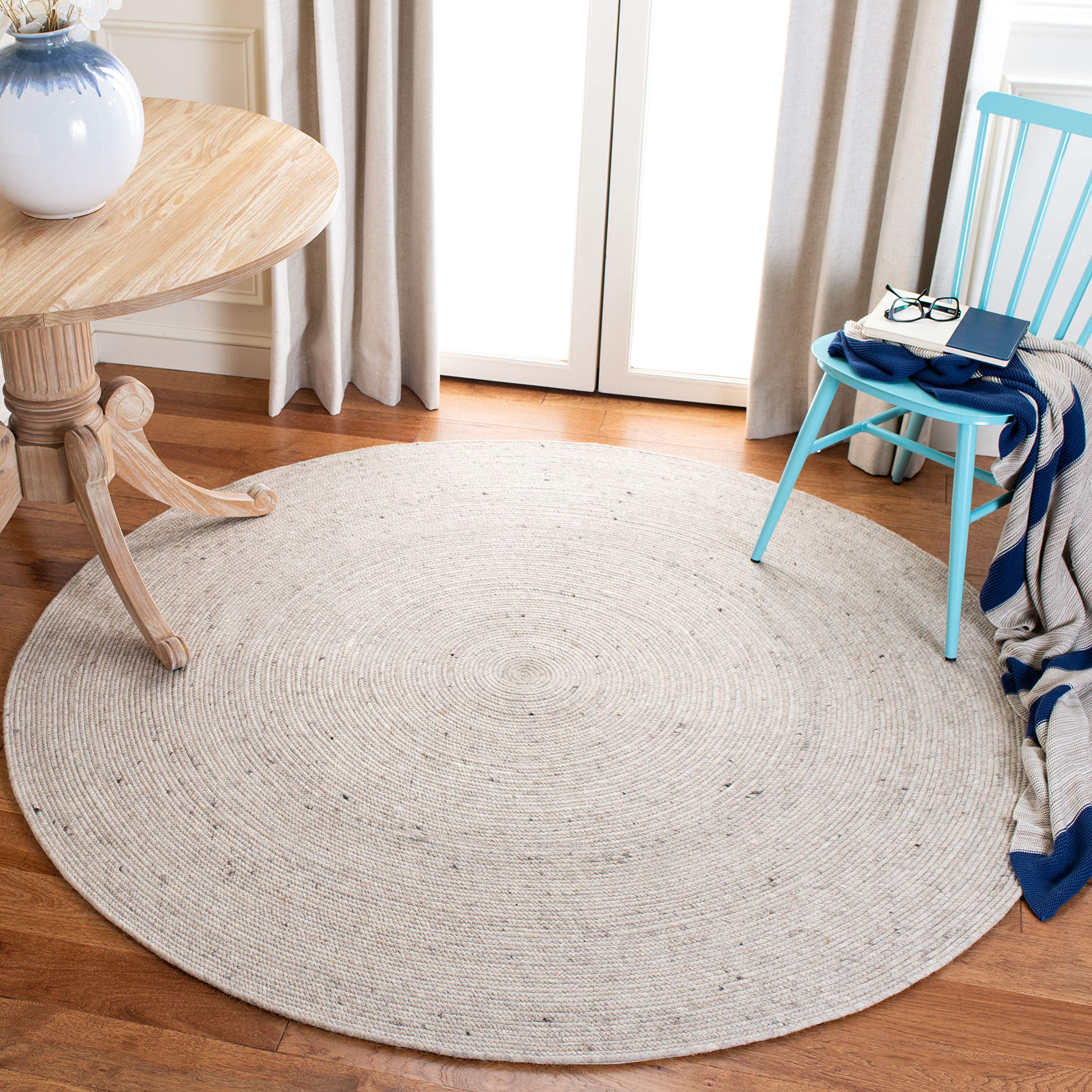 SAFAVIEH Braided Collection 4 Round Beige BRD901B Handmade Country Cottage Reversible Wool Entryway Foyer Living Room Bedroom K