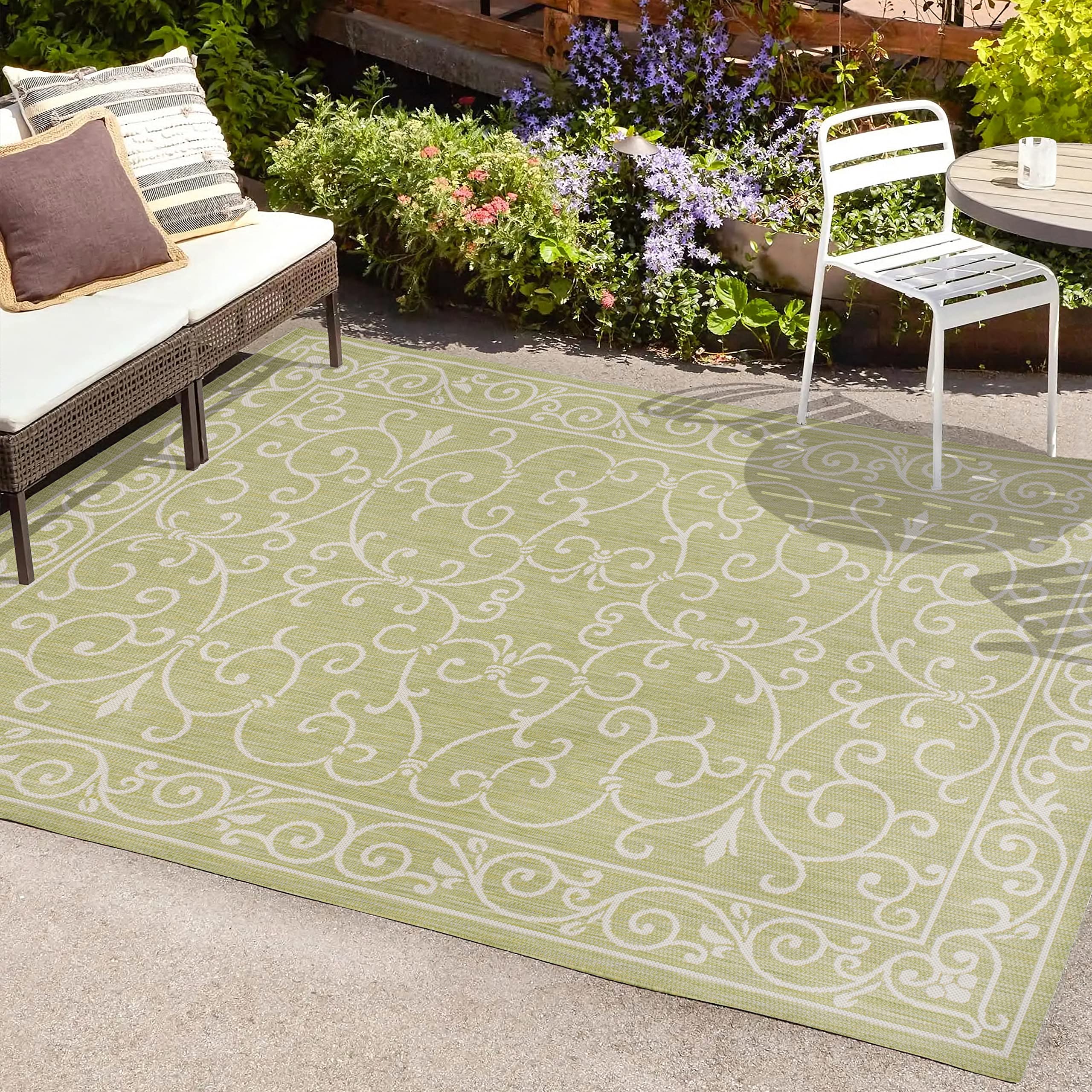 Jonathan Y Smb106H-8 Charleston Vintage Filigree Textured Weave Indoor Outdoor Area Rug, Coastal,Traditional,Transitional Easy C
