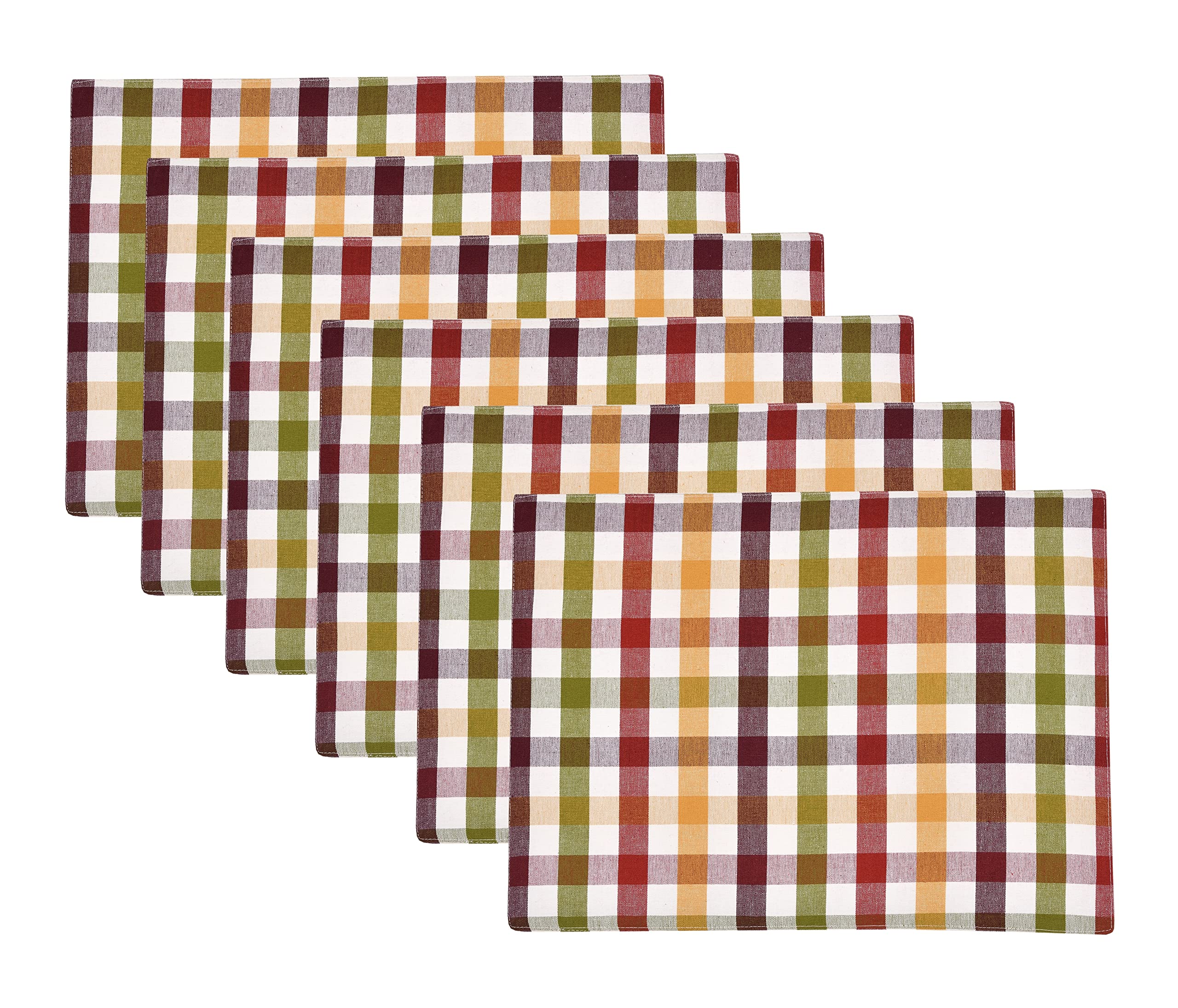Urban Villa Harvest Placemats For Dining Set Of 6 Over Sized 14 ' 'X 20 ' ' Buffalo Check Plaid 100% Cotton Thanks Giving Placem