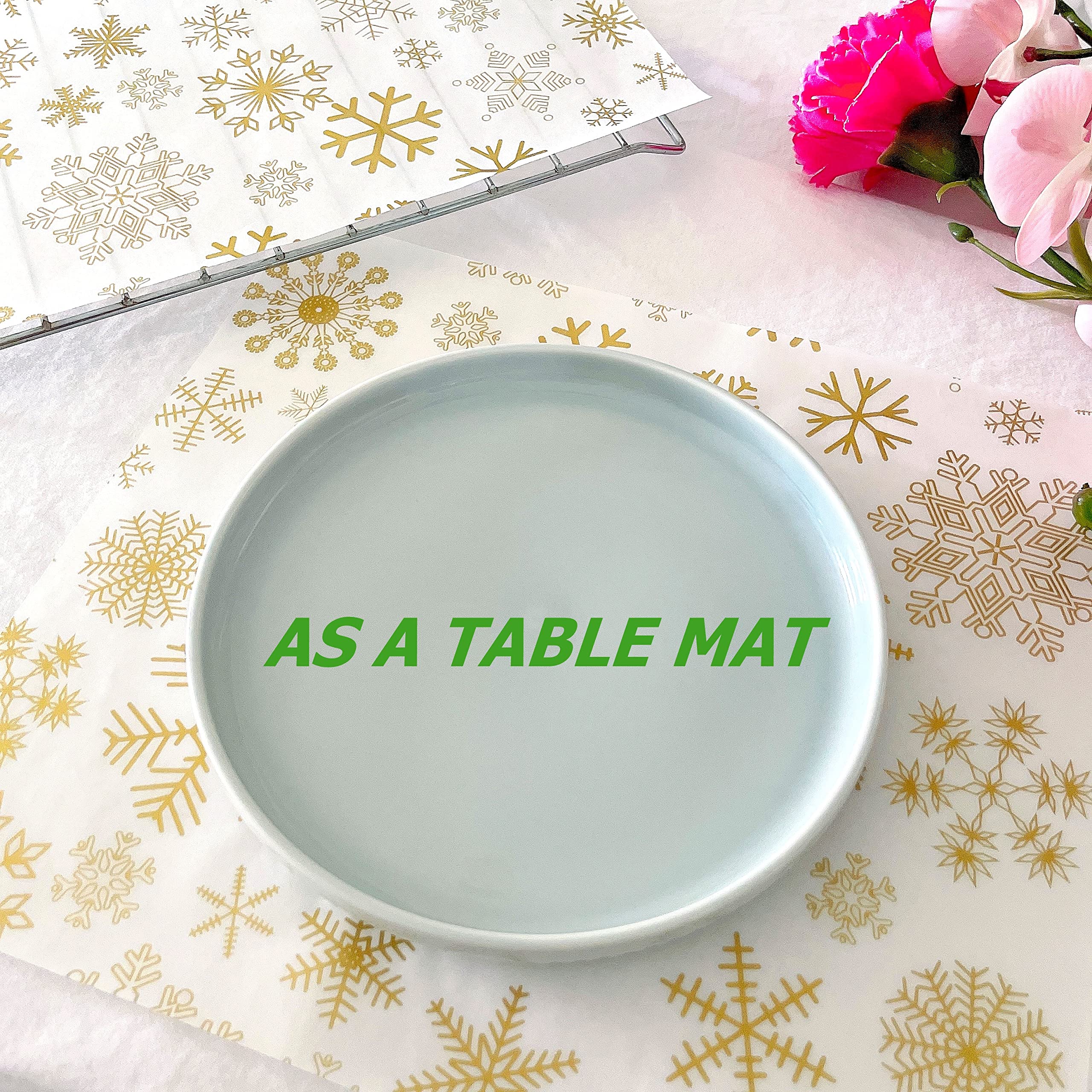 Suiwen Gold Snowflake Wax Paper Sheets Deli Wraps Tray&Basket Liner Deli Paper Wax Paper Baking Paper Colored Parchment Paper Gr