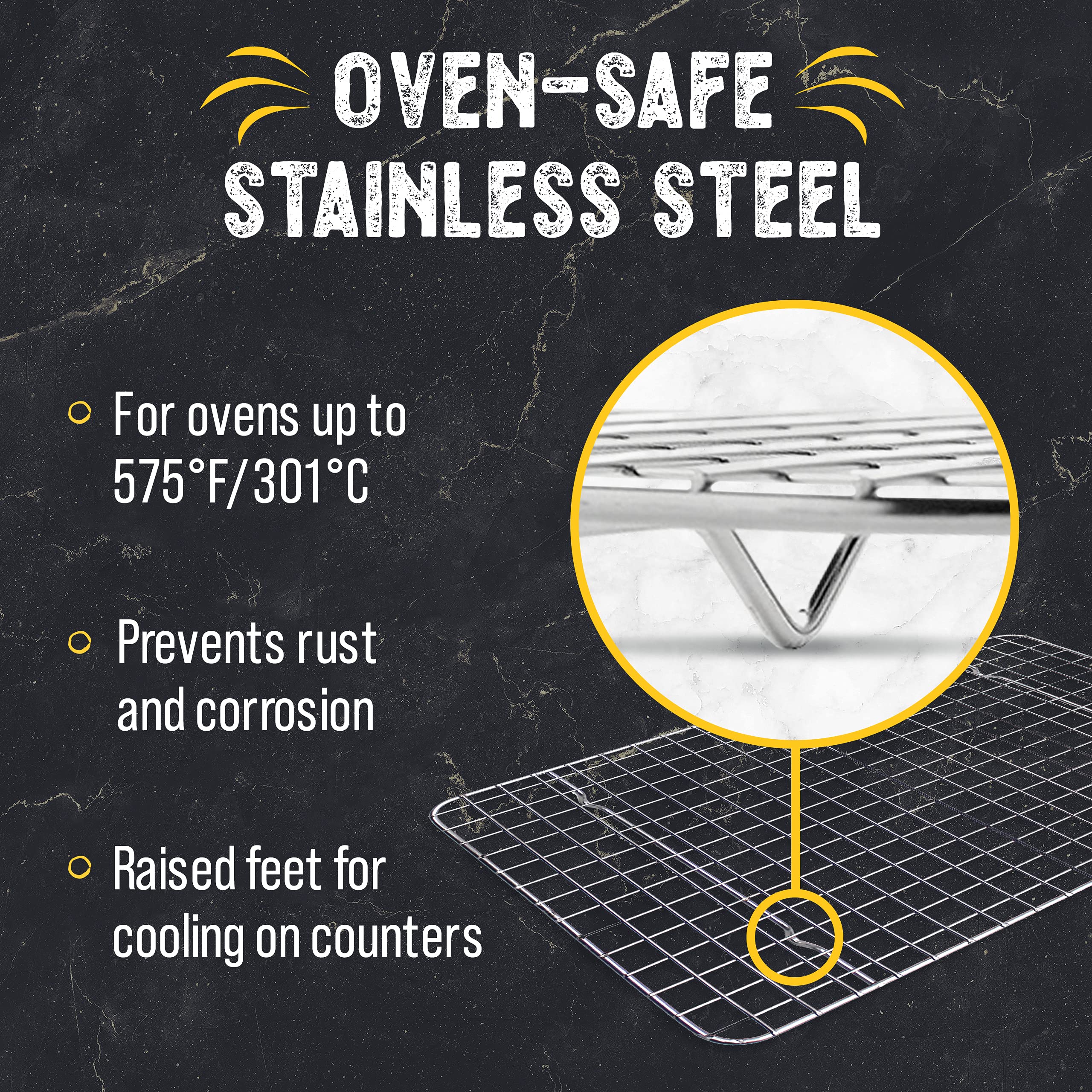 Checkered Chef Cooling Rack - Set Of 2 Stainless Steel, Oven Safe Grid Wire Cookie Cooling Racks For Baking & Cooking - 11 '' X