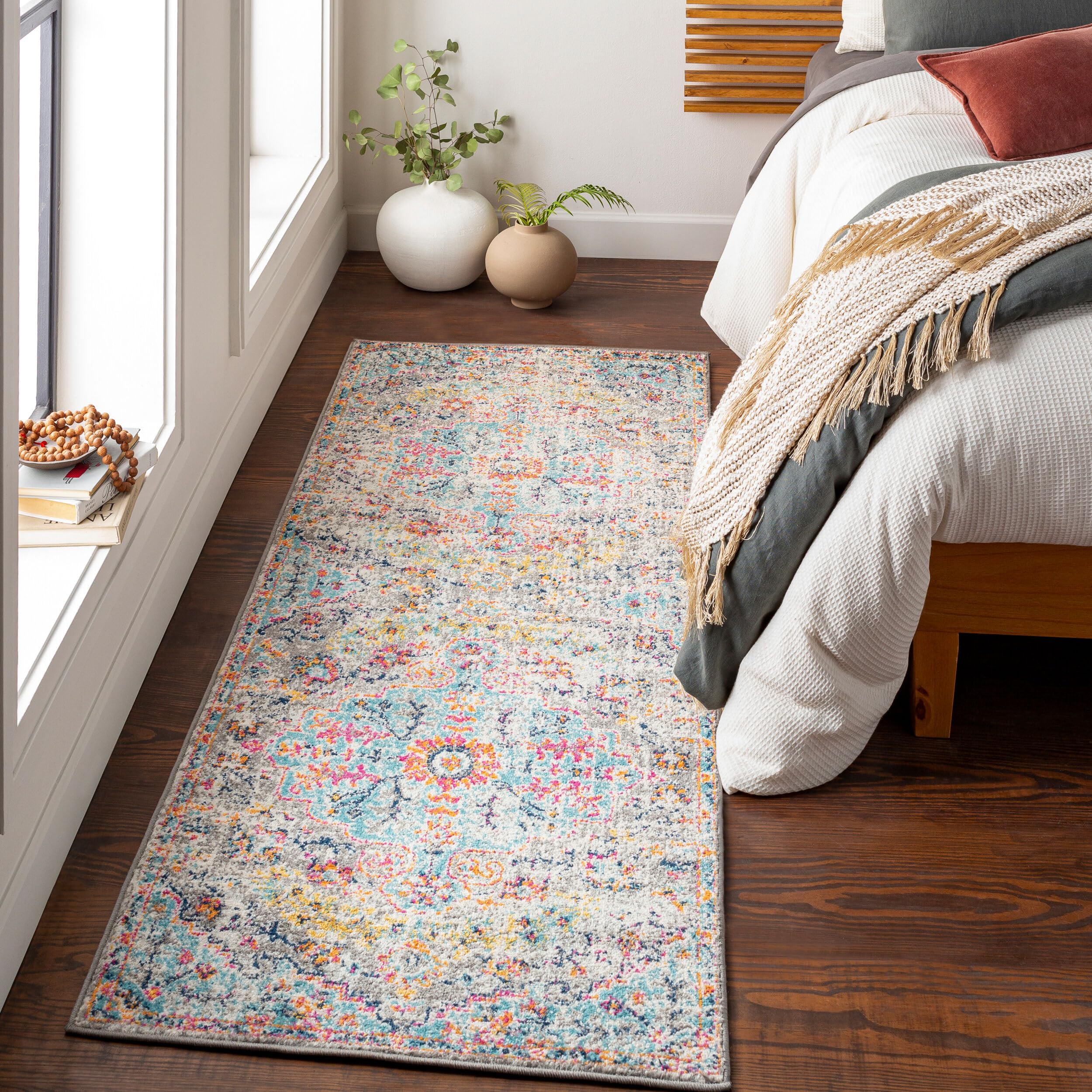 Livabliss Odelia Vintage Bohemian Runner Area Rug,27 x 73,Aqua