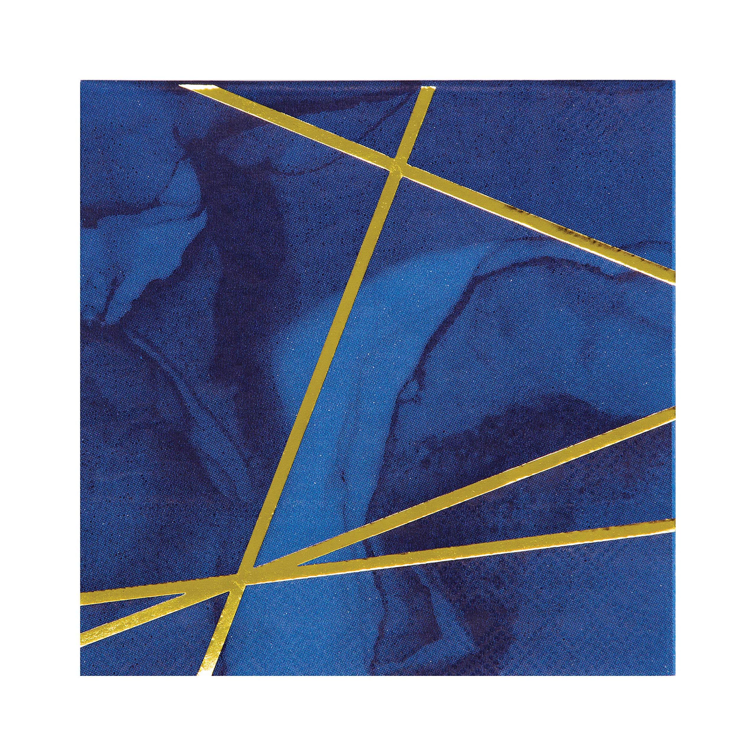 Creative Converting Blue And Gold Foil Stamped Beverage Napkins
