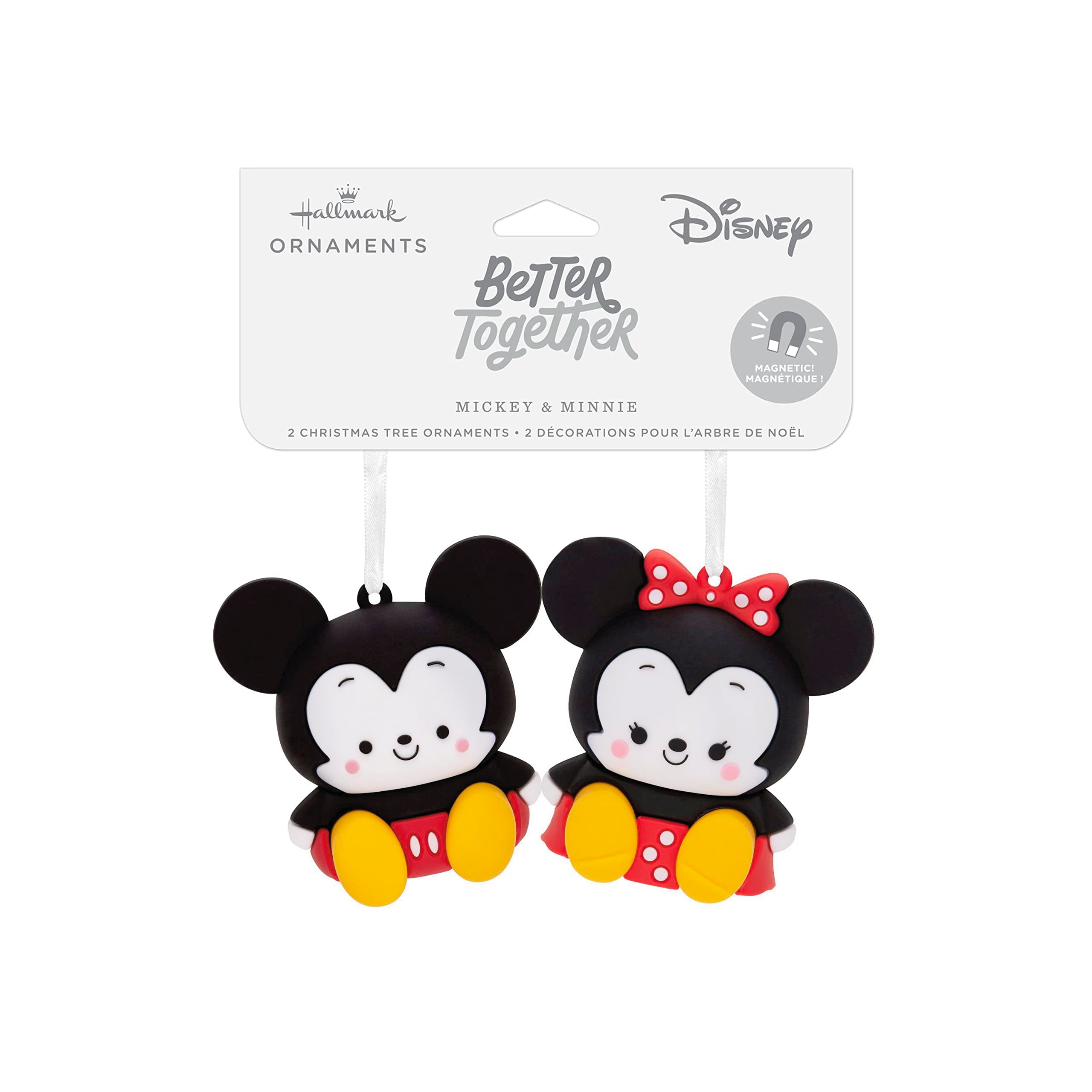 Hallmark Better Together Disney Mickey and Minnie Magnetic Christmas Ornaments, Set of 2