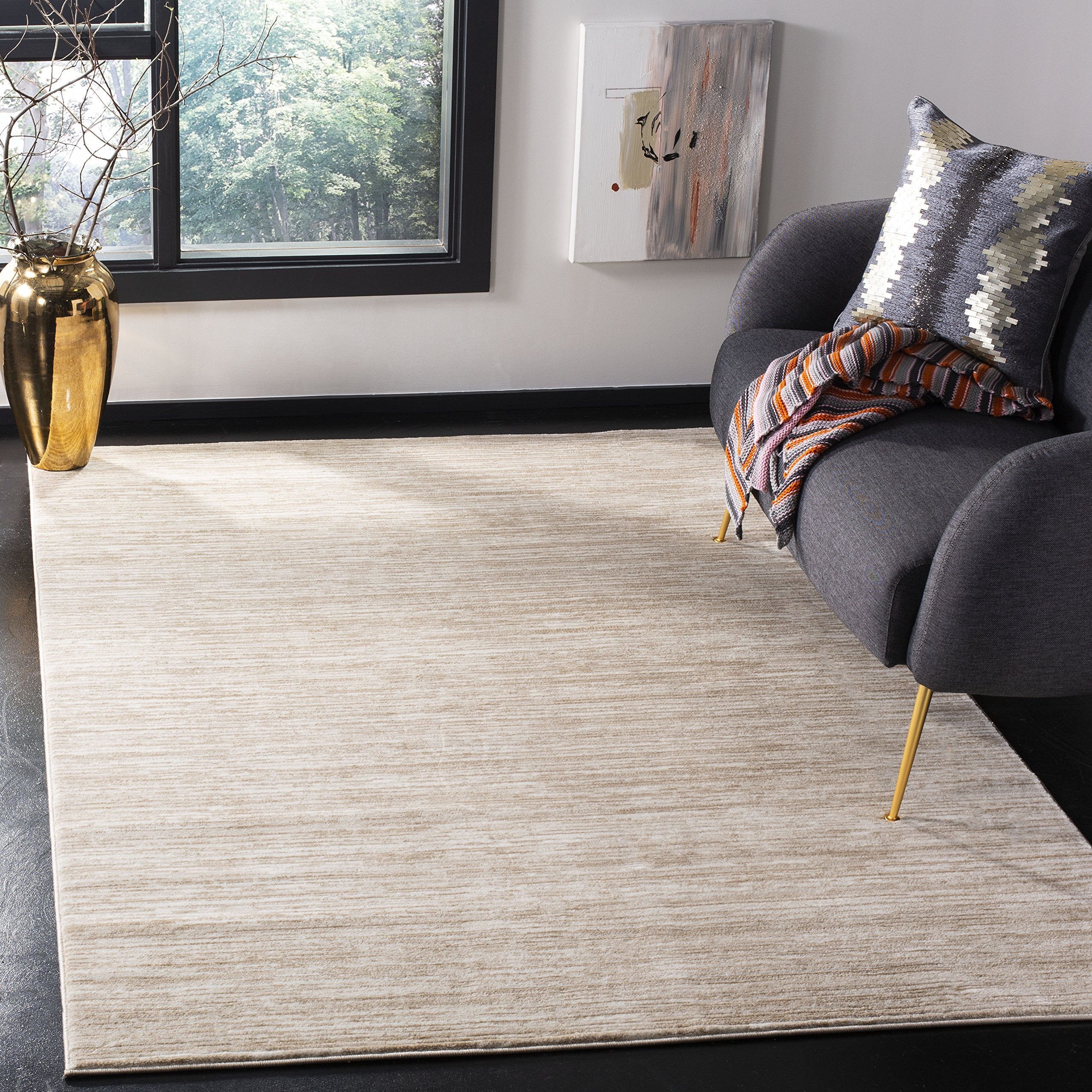 SAFAVIEH Vision Collection 9 Square Cream VSN606F Modern Ombre Tonal Chic Non-Shedding Living Room Bedroom Dining Home Office A