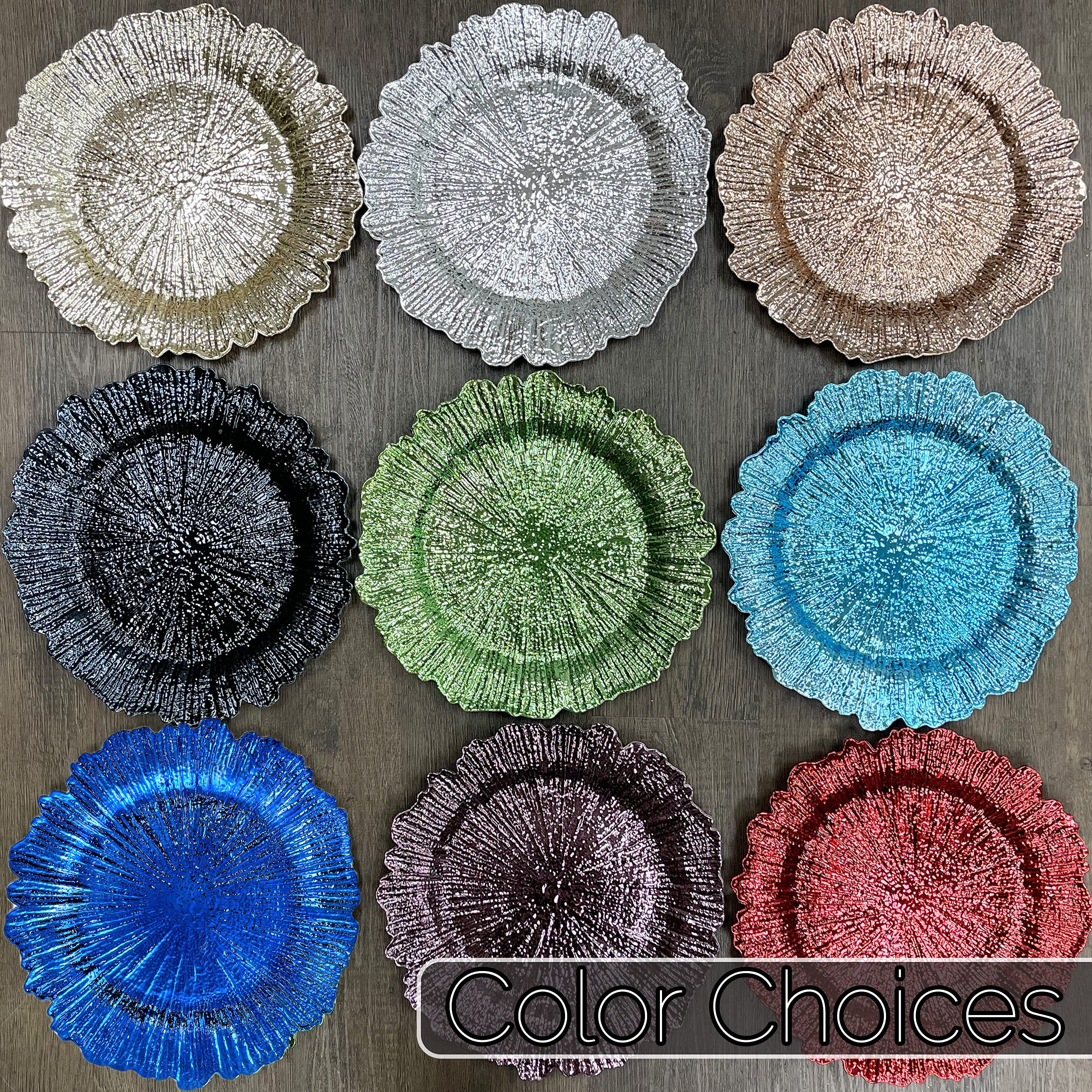 allgala 13-Inch 6-Pack Heavy Quality Round Plastic Charger Plates-Reef Royal Blue-HD80337