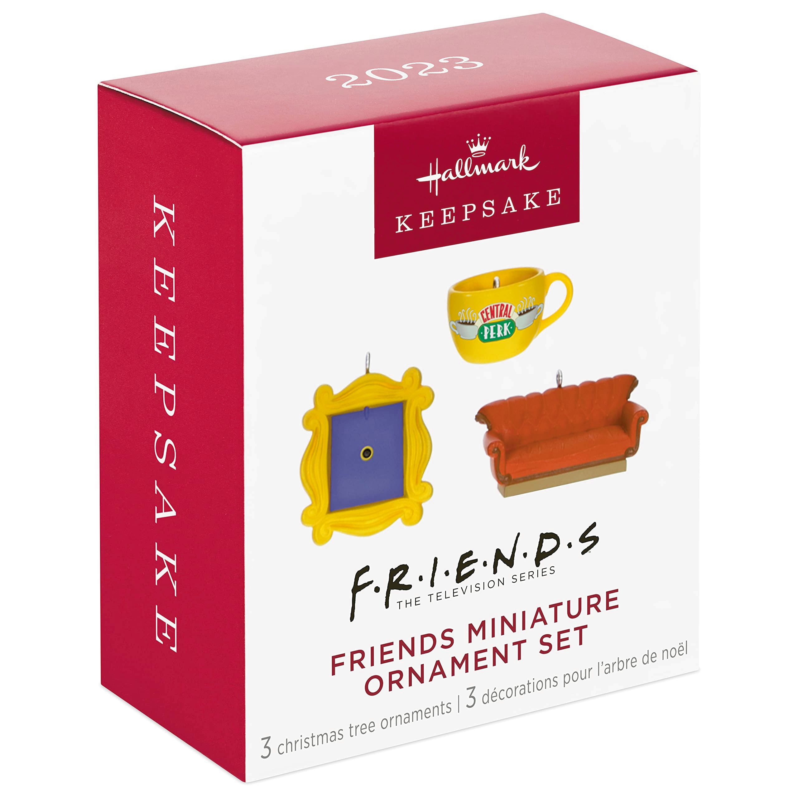 Hallmark Keepsake Miniature Christmas Ornaments 2023, Friends Coffee Cup, Frame and Couch, Mini Set of 3, Friends TV Show Gifts