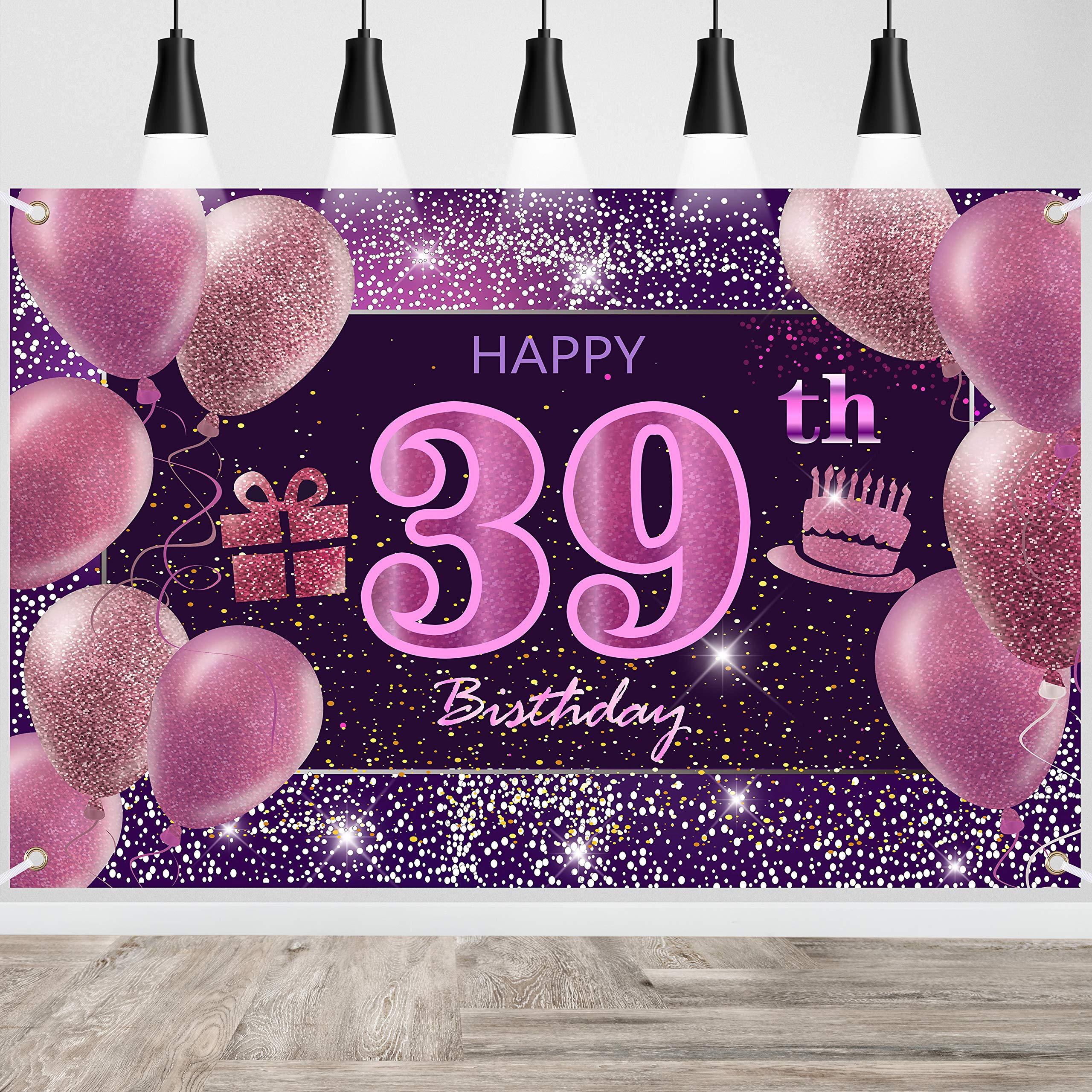 39Th Birthday Decorations For Girls Imisi Happy Birthday Banner Pink Decorations For A Party Birthday Backdrop For Women