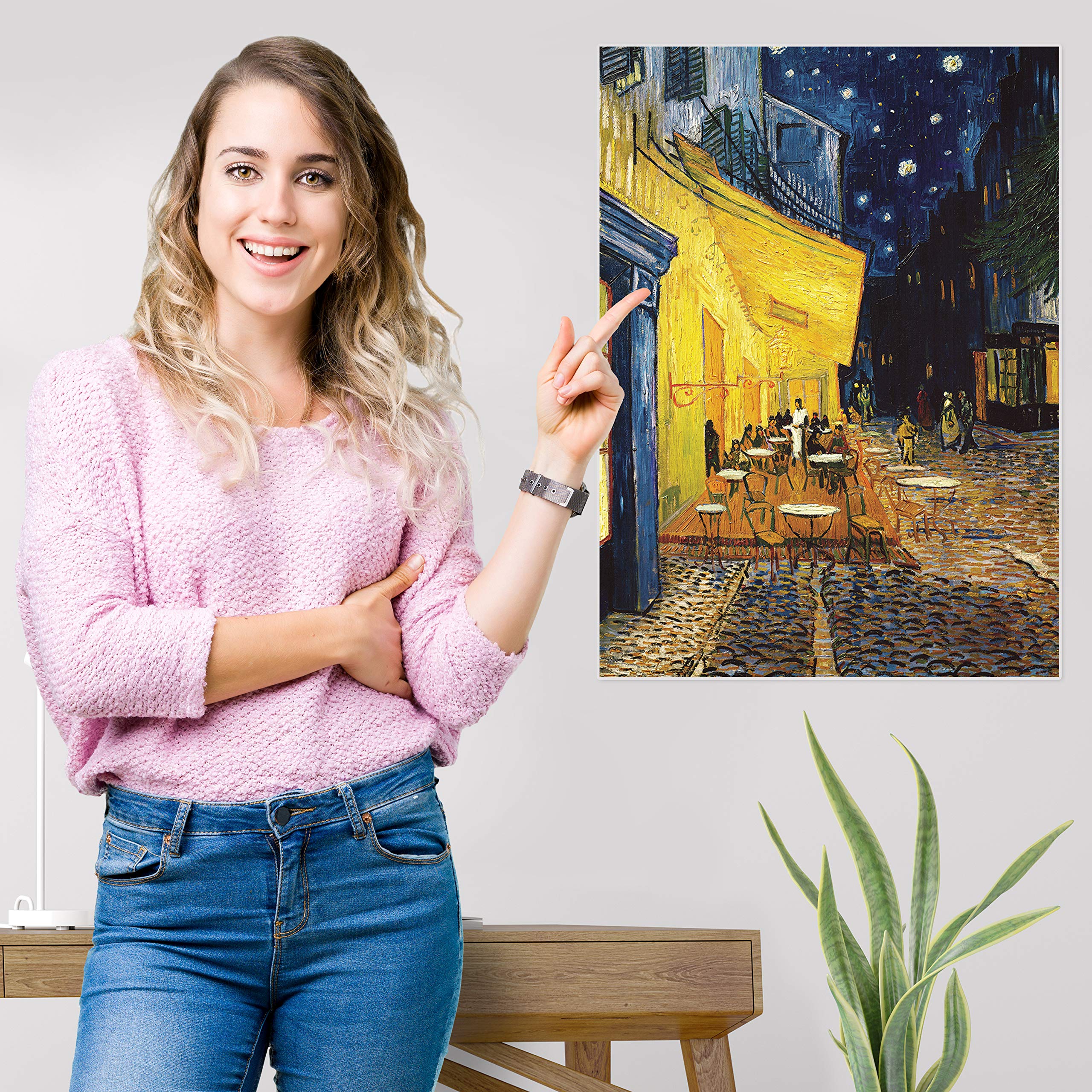 3 Pack: Vincent Van Gogh Skeleton + Cafe Terrace at Night + The Old Guitarist by Pablo Picasso Poster Set - Set of 3 Fine Art Prints (LAMINATED  18'' x 24'')