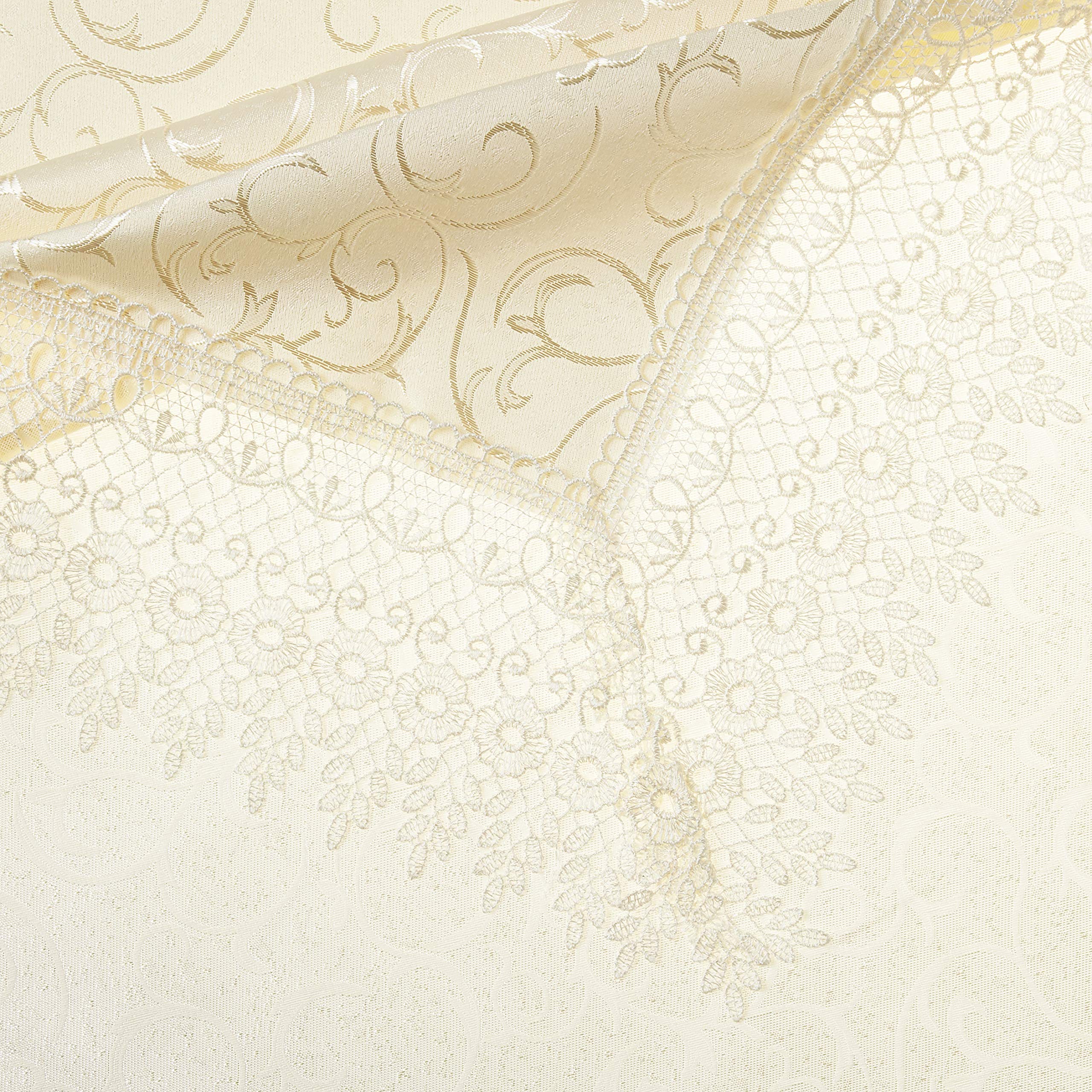 Imperial Embroidered Vintage Lace Design 70'' X 140'' Oblong/Rectangle Tablecloth In White