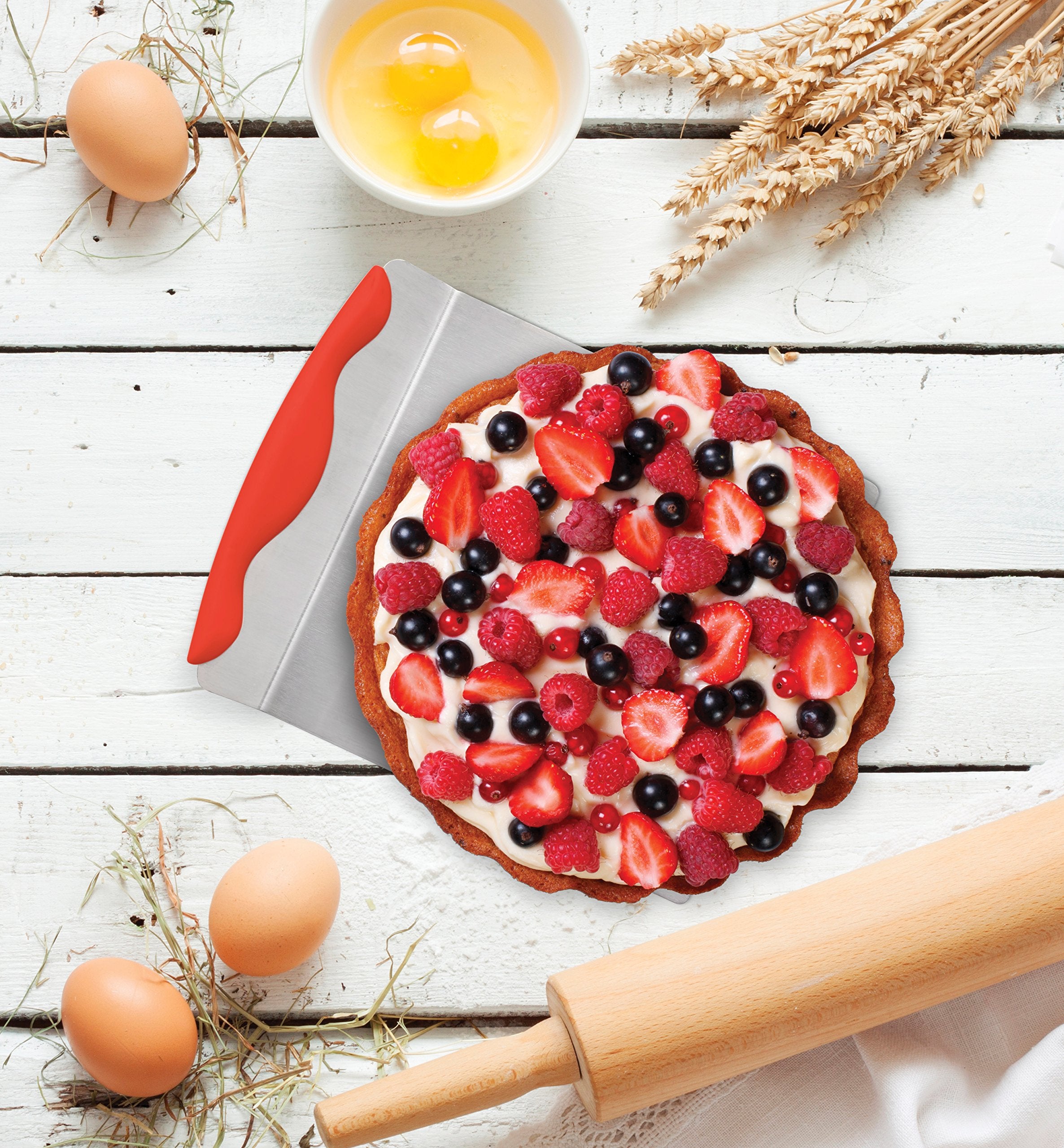 Mrs. Andersons Baking Giant Layer Cake Spatula, Stainless Steel, 9.5-Inches X 8-Inches,Red