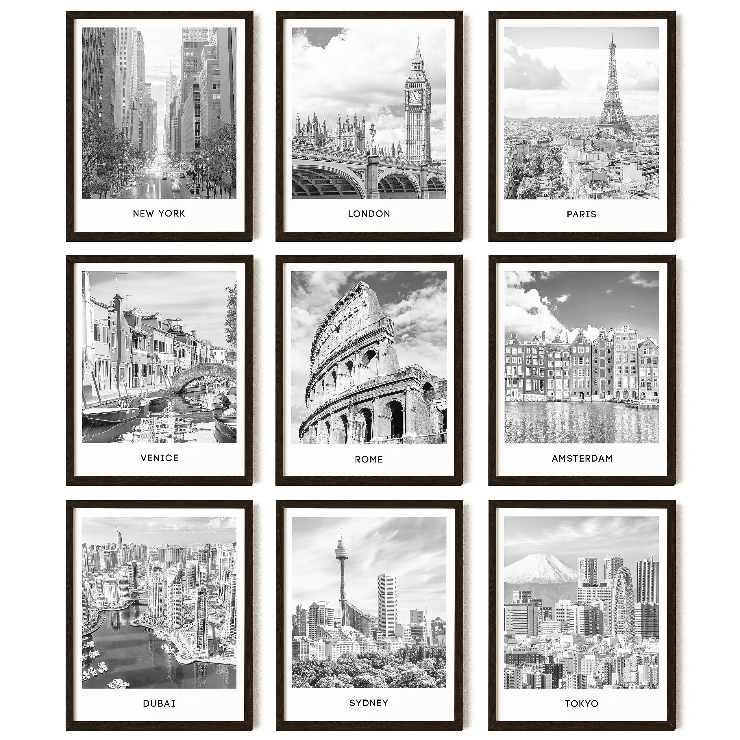 97 Decor Black White City Wall Art Print - Cityscape Pictures, Famous Architecture Landscape Artwork Wall Decor, European Buildi