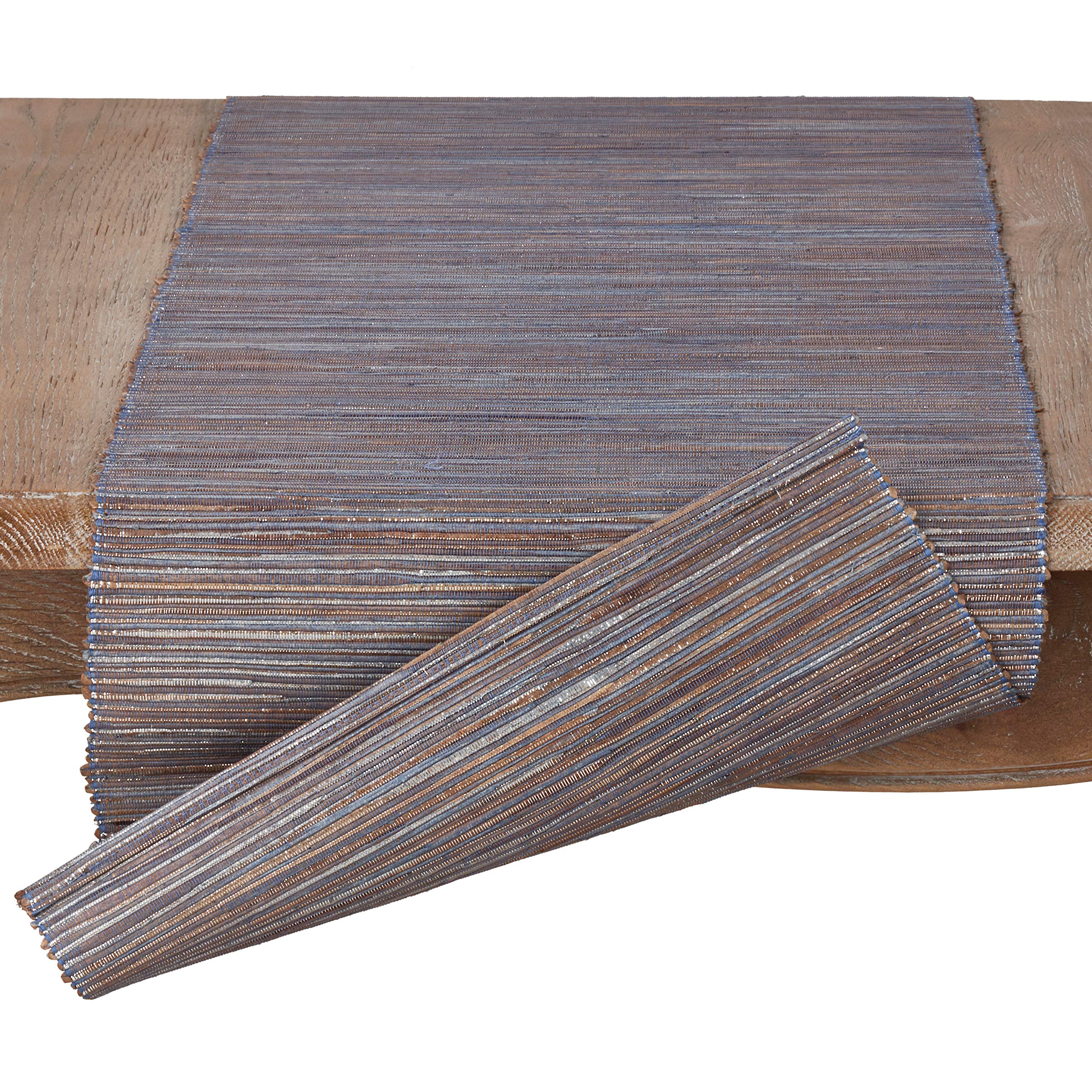 Saro Lifestyle 217.Bg1672B Melaya Collection Nubby Texture Woven Table Runner, 16'' X 72'', Blue-Grey